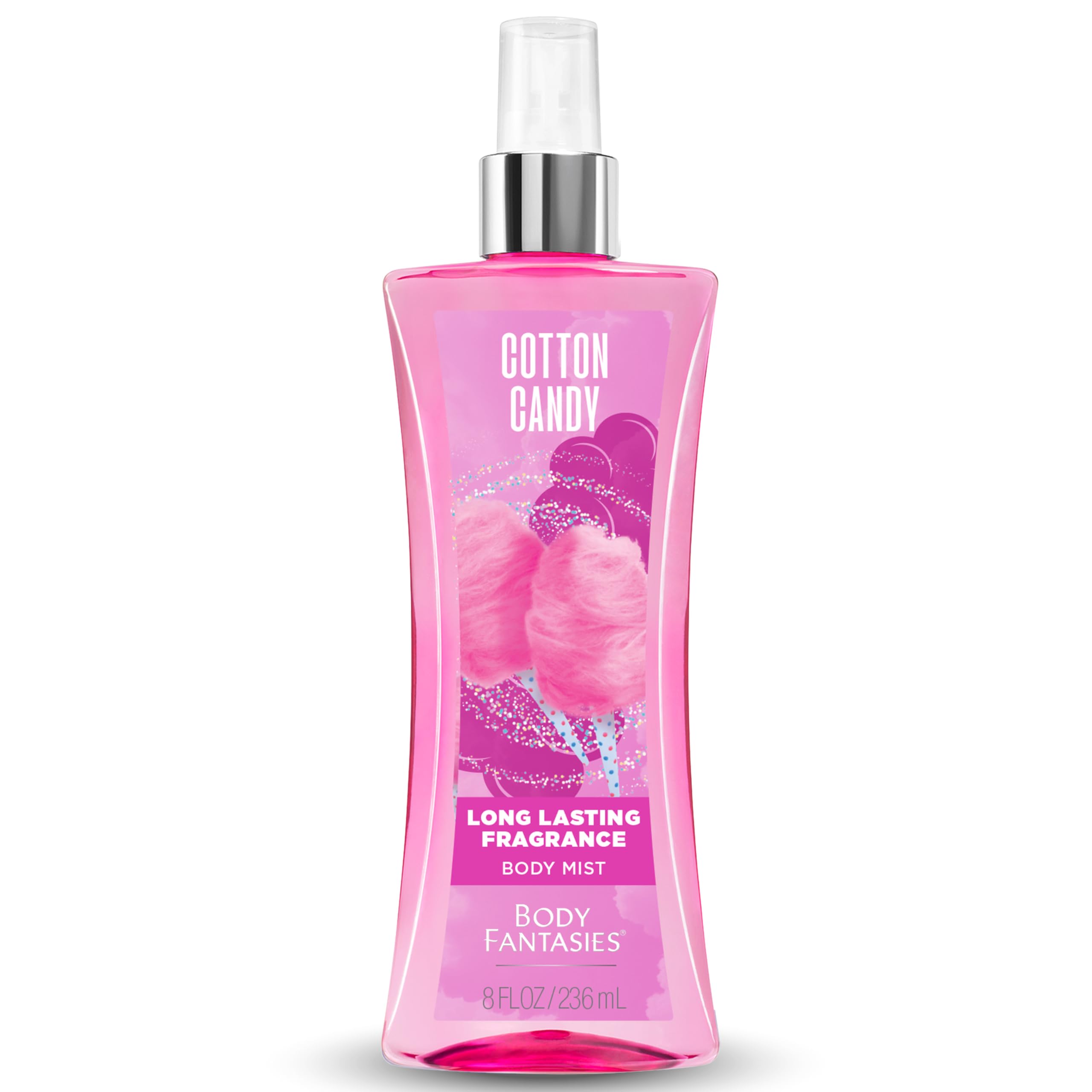 Body Fantasies Signature cotton candy scent bottle close-up for daily wear with playful fruity aroma