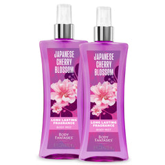 Body Fantasies signature fragrance bottle showcases a long-lasting Cherry Blossom scent.