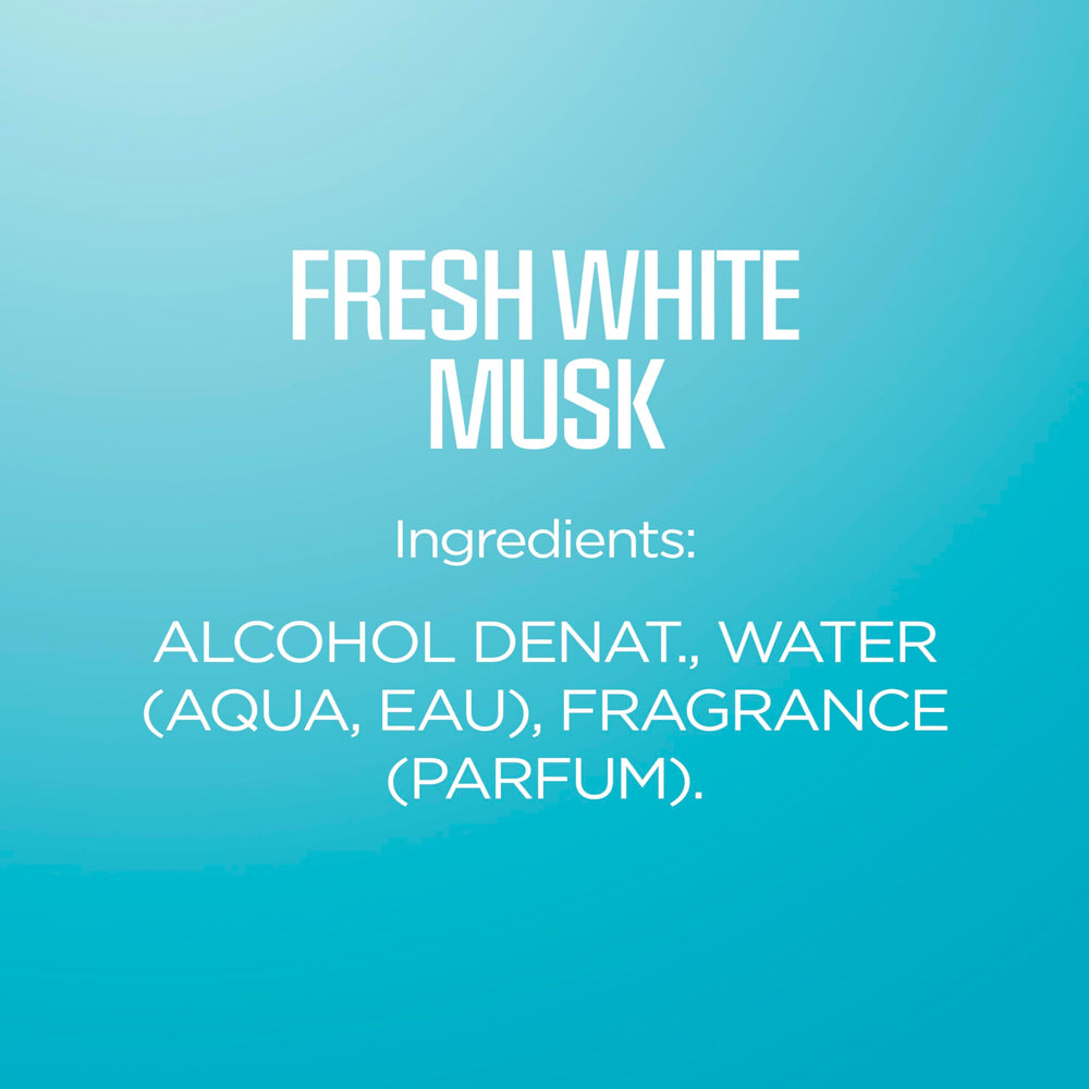 Body Fantasies Fresh White Musk close-up emphasizes crisp, clean scent