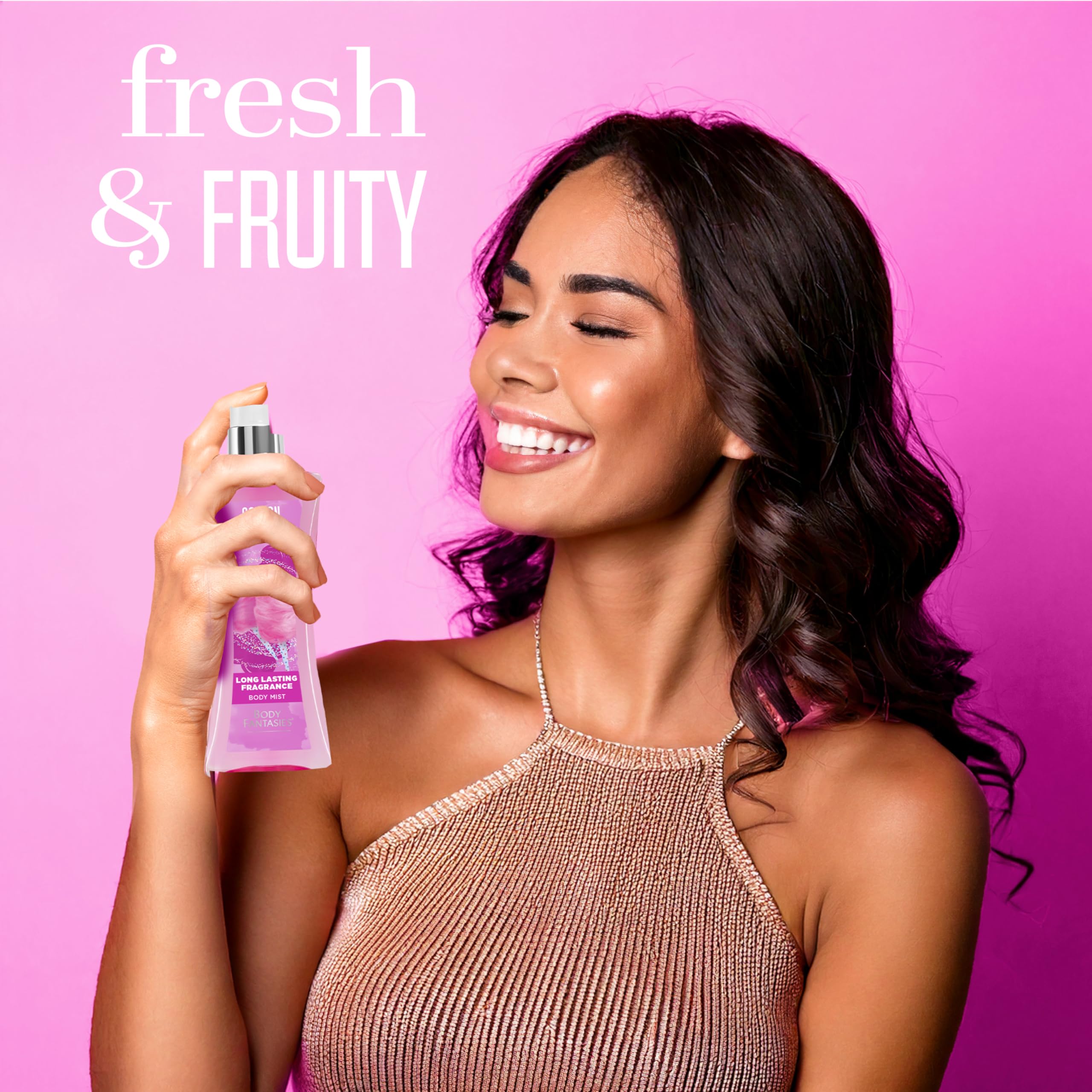 Body Fantasies Signature spray-on skin image showing quick application for freshness