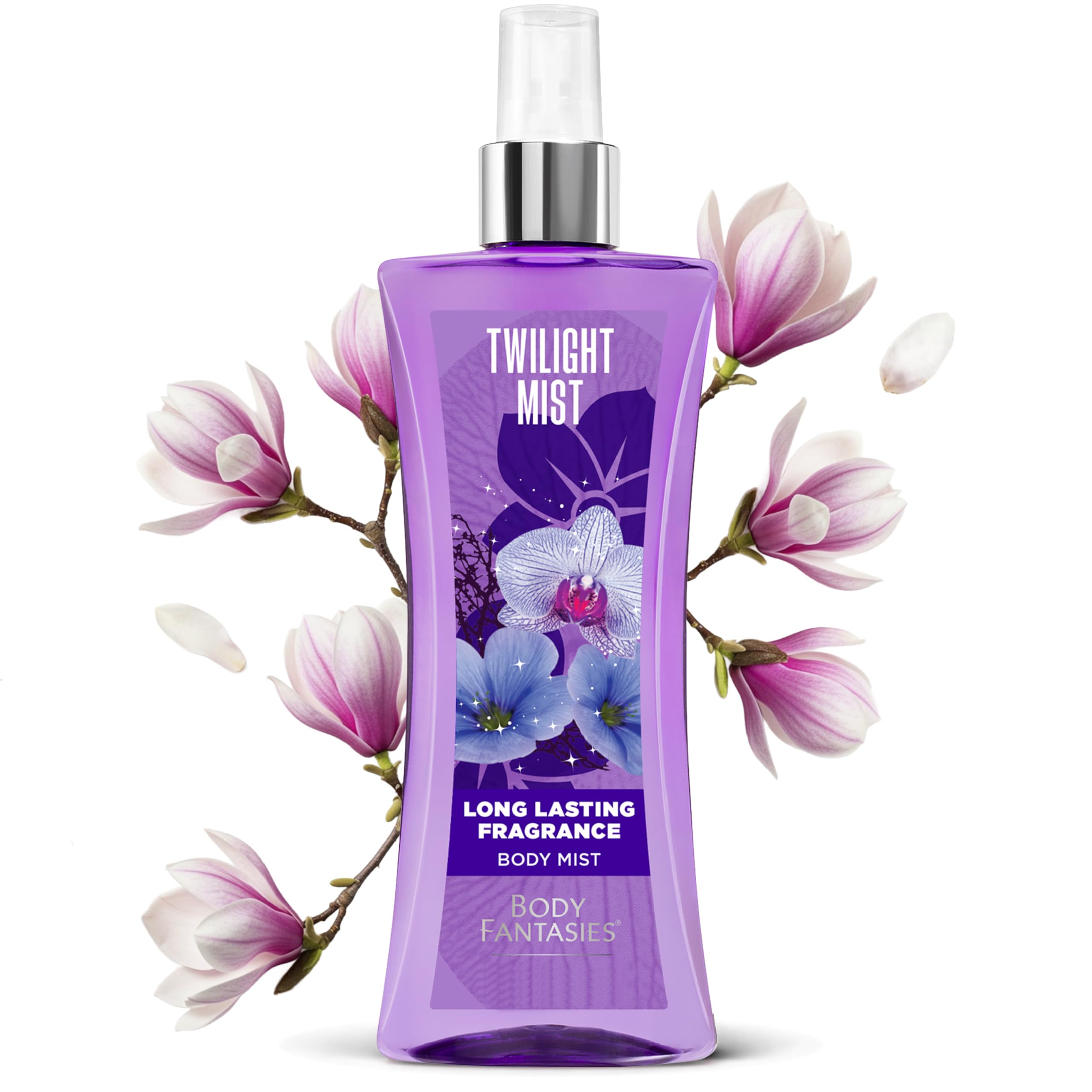 Body Fantasies Twilight Mist heart notes highlight magnolia and orchid.
