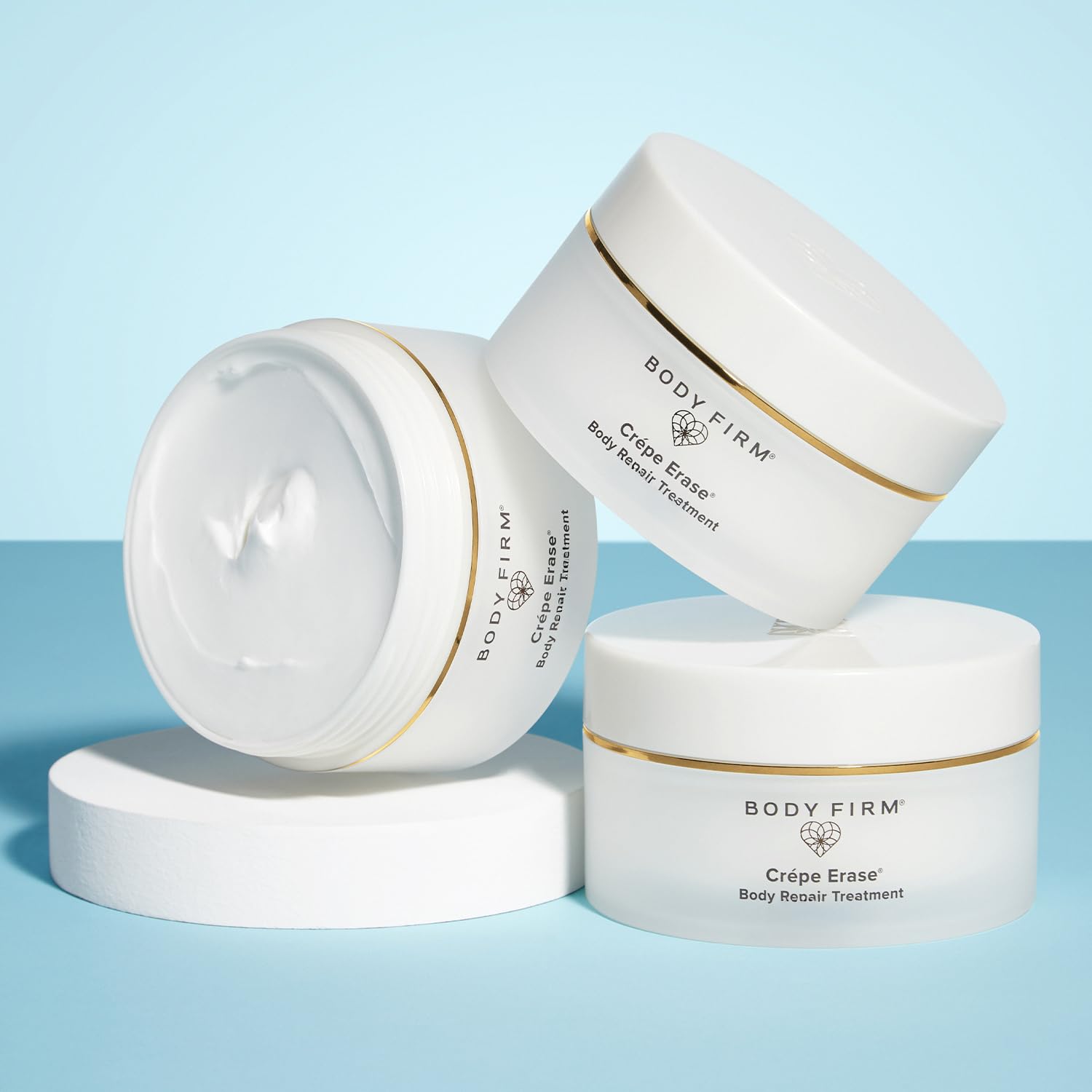 Body Firm Crepe Erase application on leg for smoother skin.