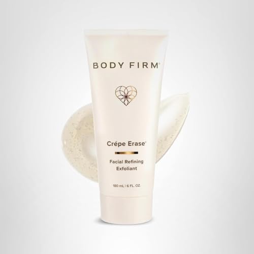 Crepe Erase Refining Facial Scrub applied to neck area demonstrates comprehensive exfoliation
