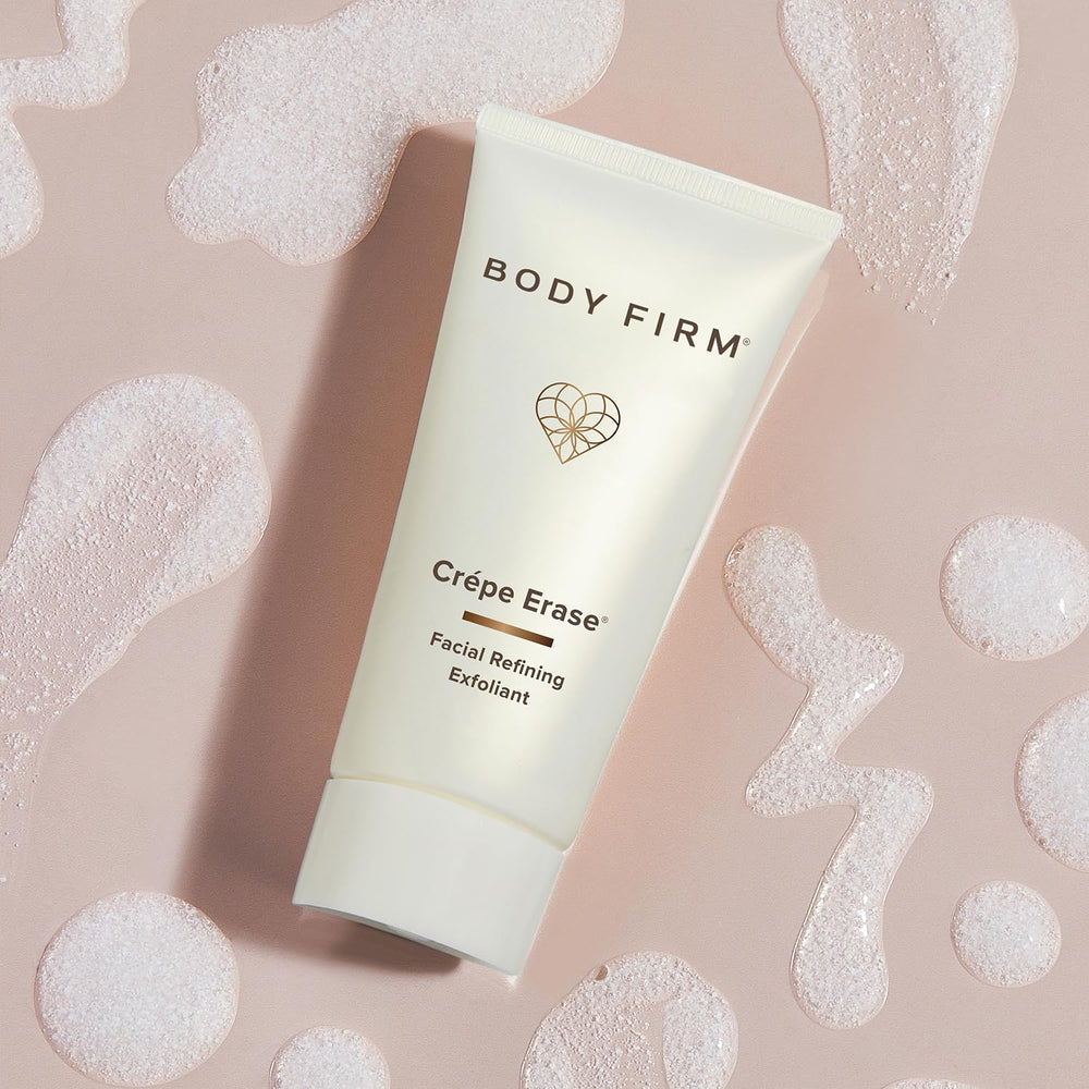 Crepe Erase Refining Facial Scrub being massaged onto the face