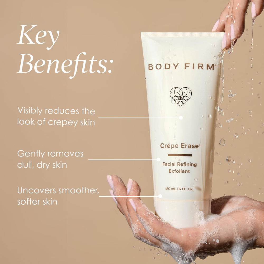 Crepe Erase Refining Facial Scrub texture close-up showing exfoliating granules soften skin