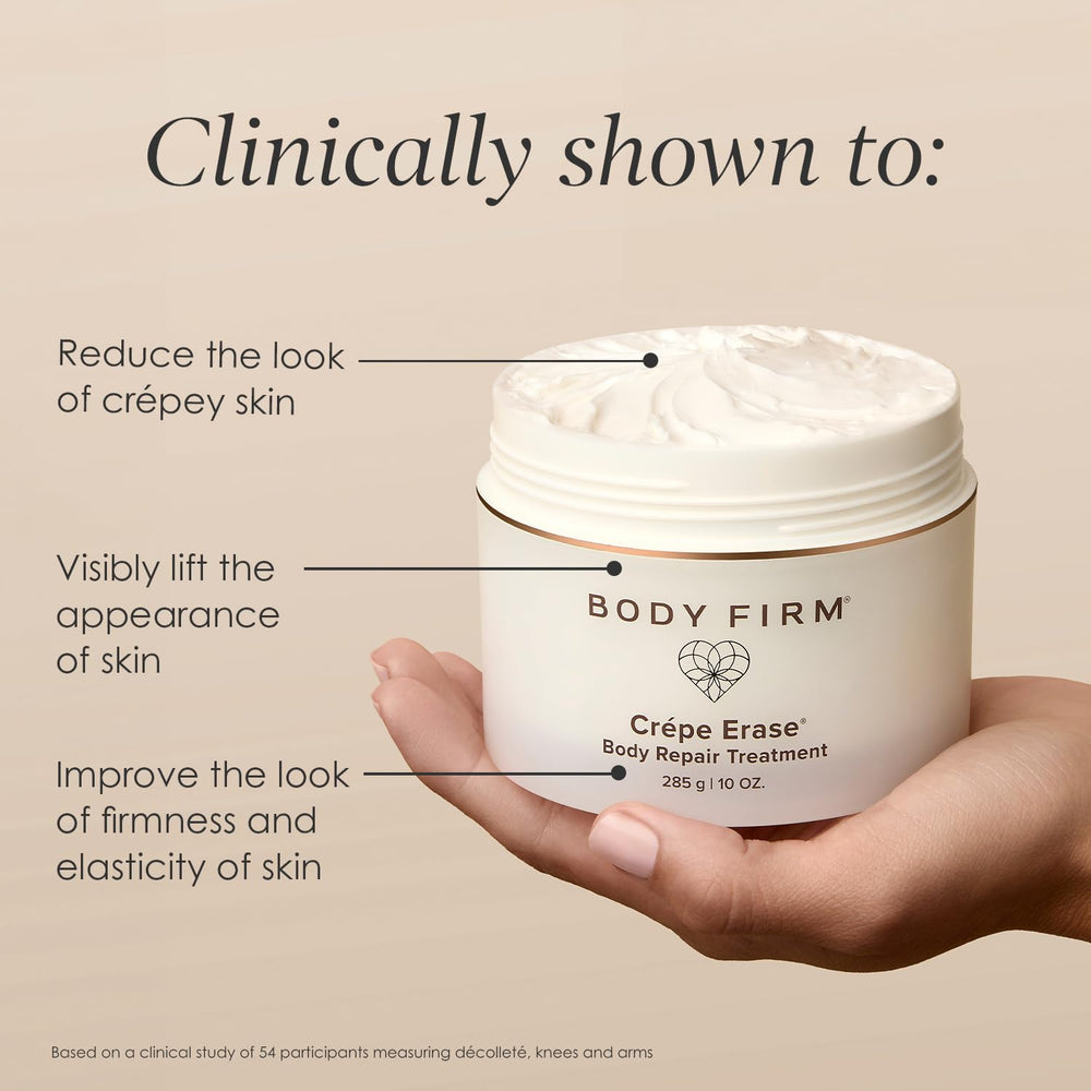 Body Firm Crepe Erase rich texture close-up shows fast absorbing cream.
