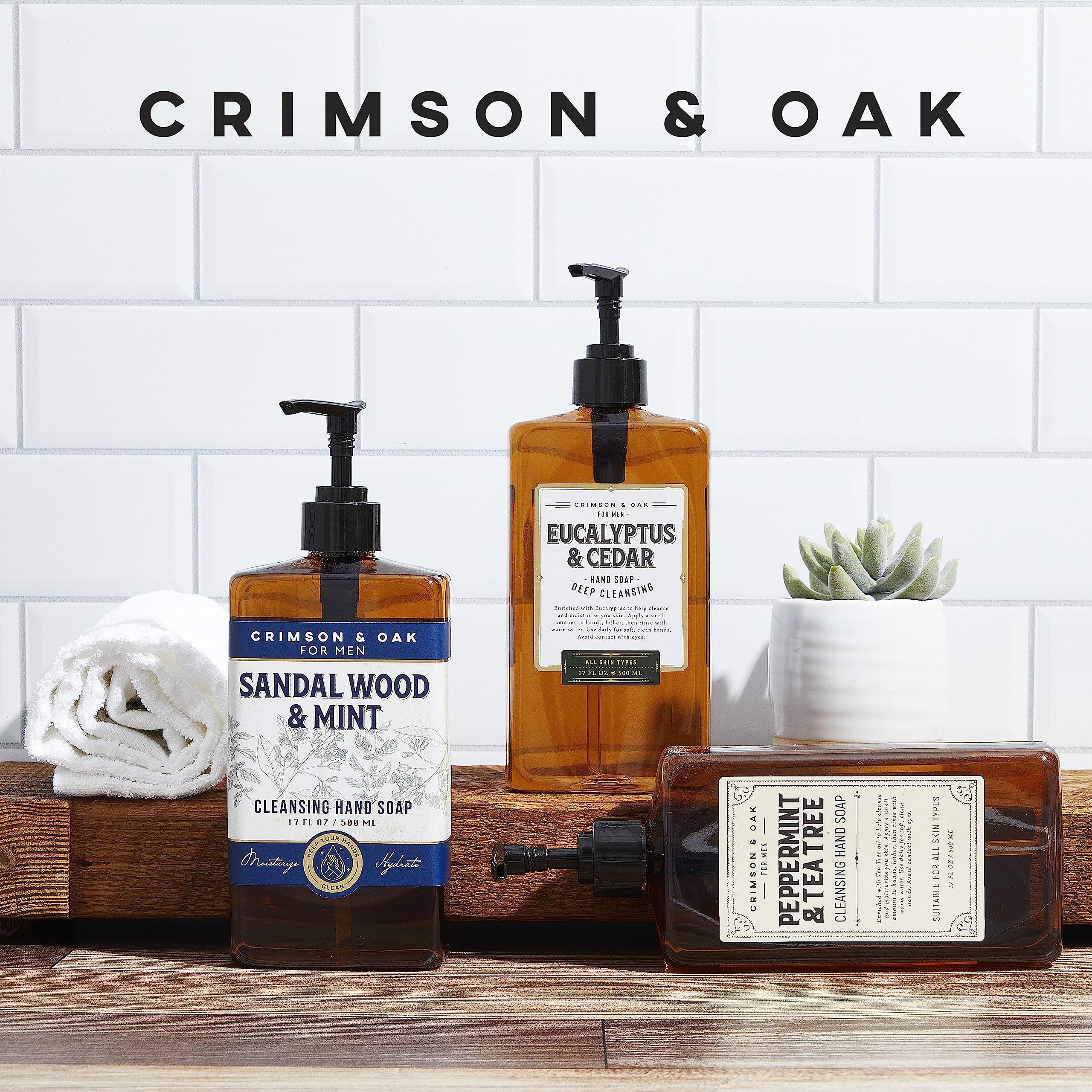 Body Prescriptions Crimson & Oak label close-up with essential oils.