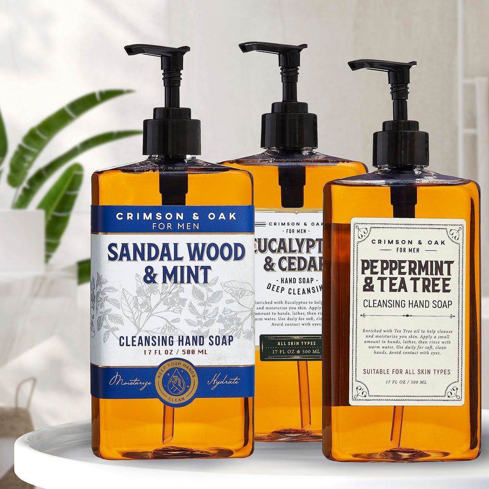 Body Prescriptions Crimson & Oak 17 oz pump bottles in a multi-pack for kitchen or bath use.