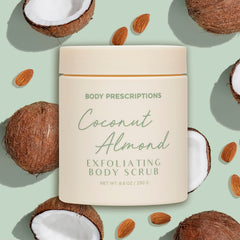 Body Prescriptions exfoliante corporal coco almendra frasco muestra textura exfoliante