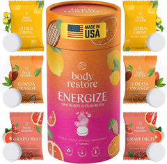 Body Restore bombas ducha aromáticas citrico listas para regalo en empaque elegante.