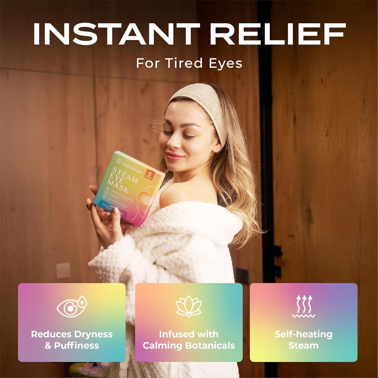 Body Restore compresas oculares autocalentables sin fragancia para uso diario sin irritación