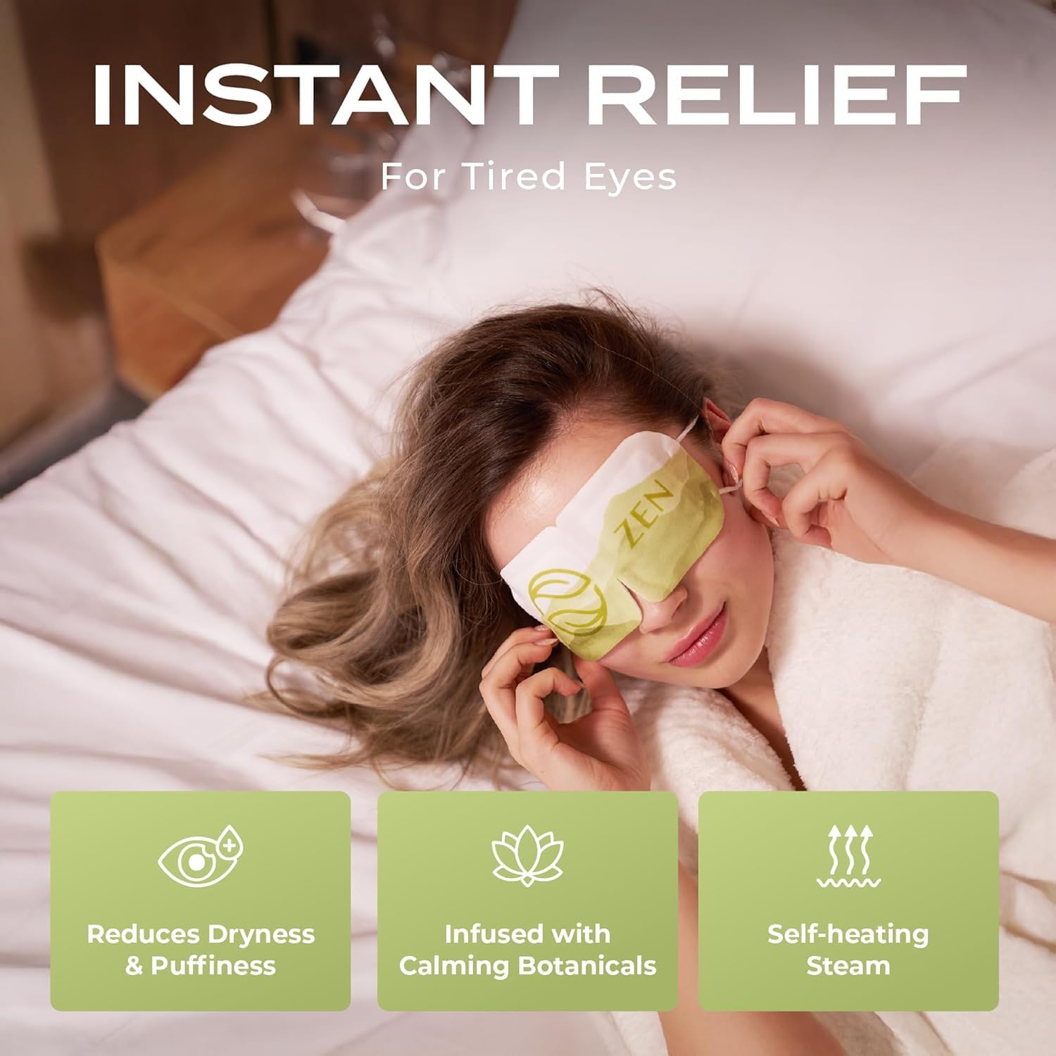 Body Restore mascarilla ocular té verde uso en casa con calor suave.