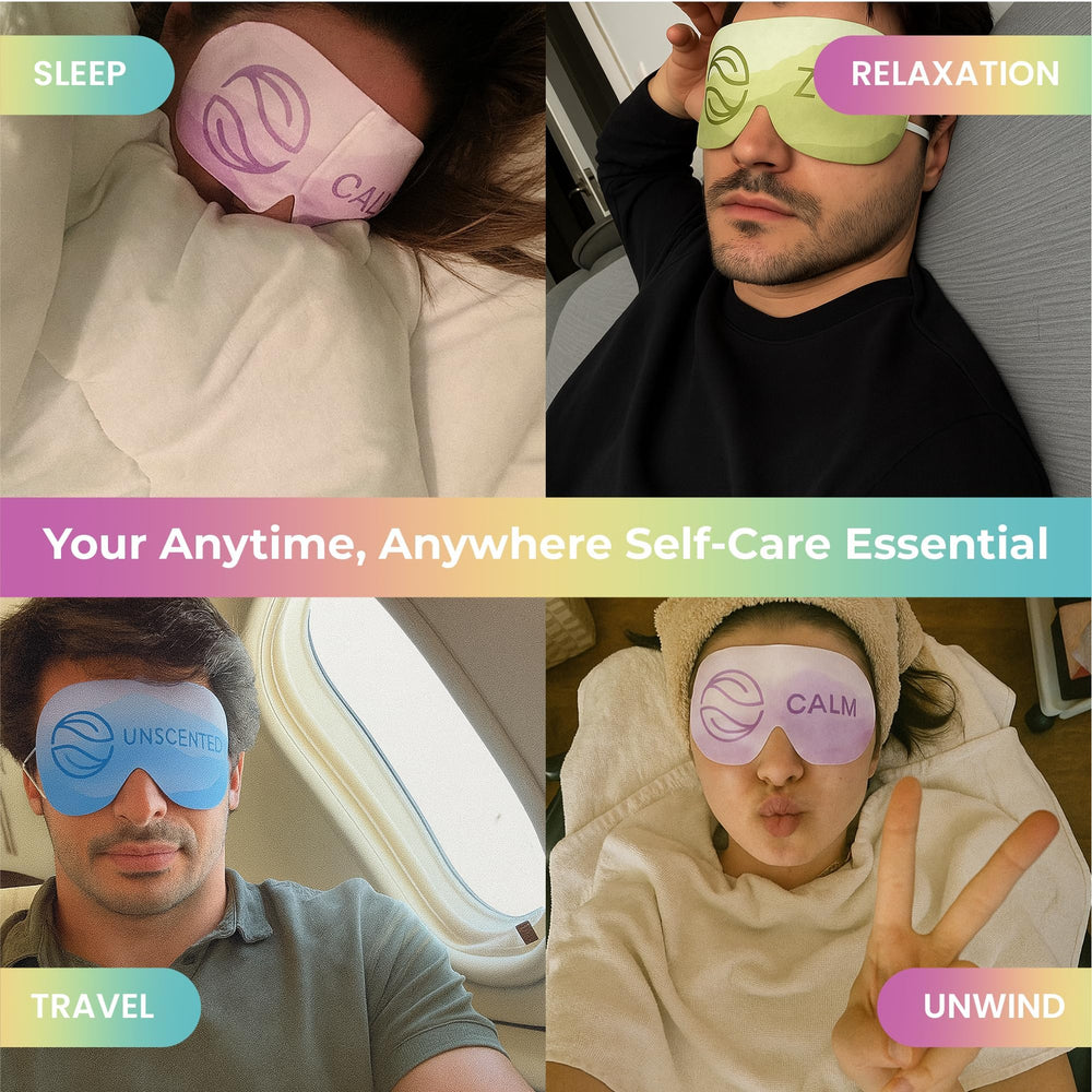 Body Restore jasmine eye mask provides soothing warmth with floral notes.