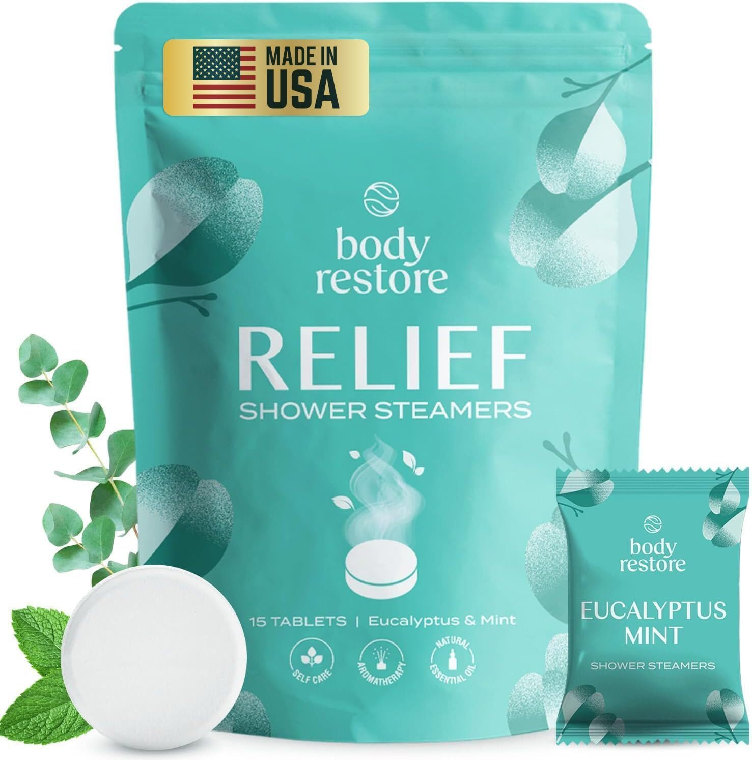 Body Restore eucalyptus shower steamer drops for a refreshing morning ritual
