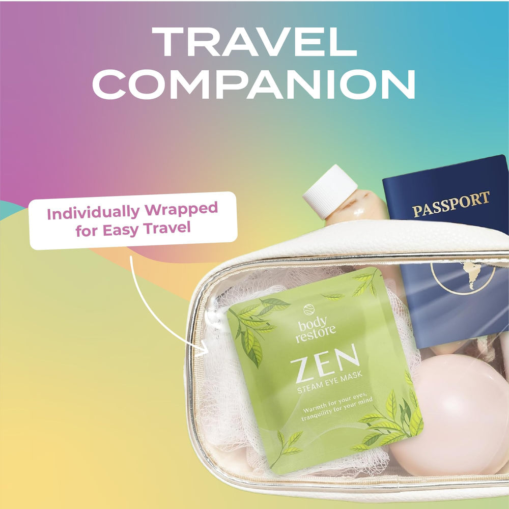 Body Restore travel-friendly eye mask ideal for planes and hotels.
