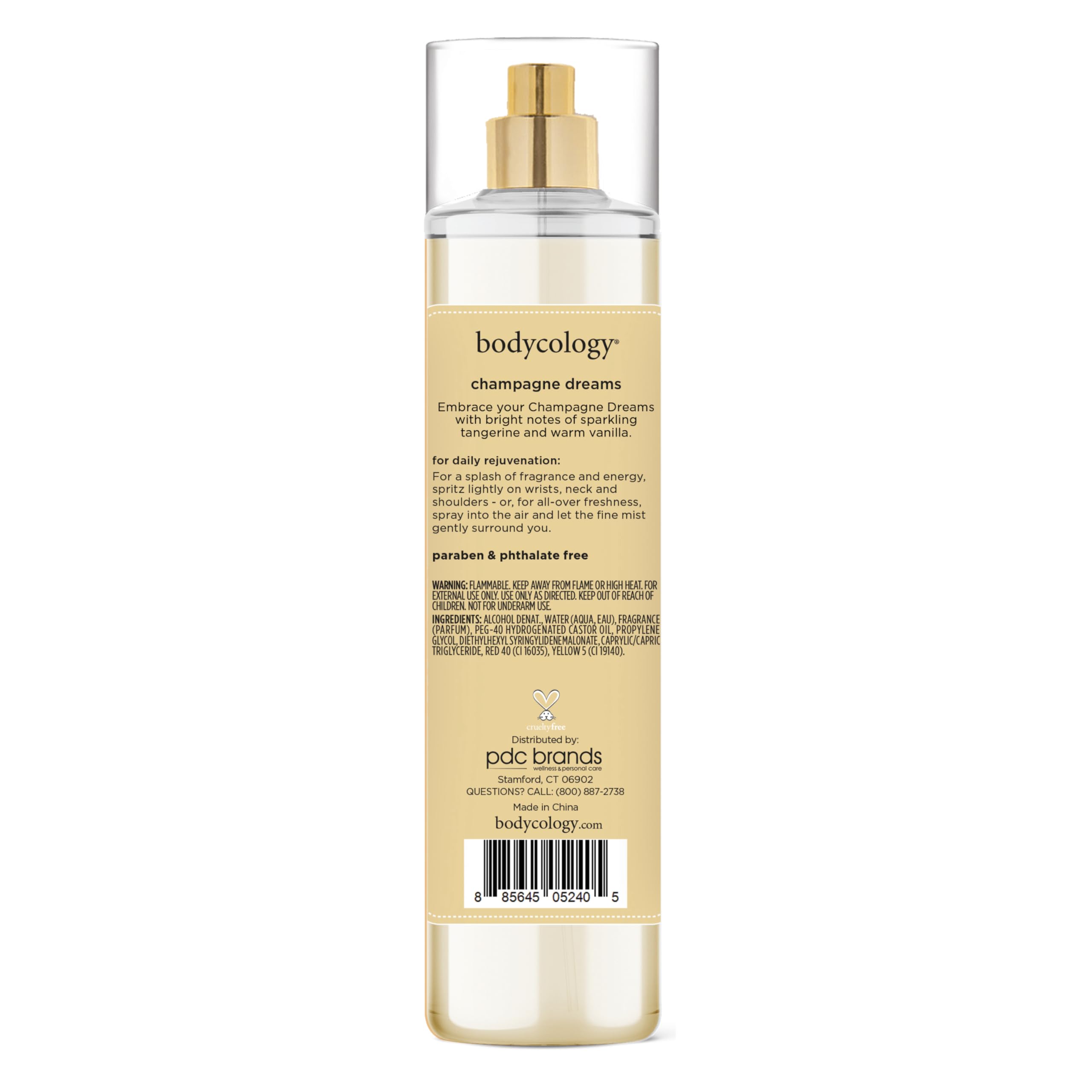Bodycology Champagne Dreams mist comes in an 8 oz bottle for daily use.
