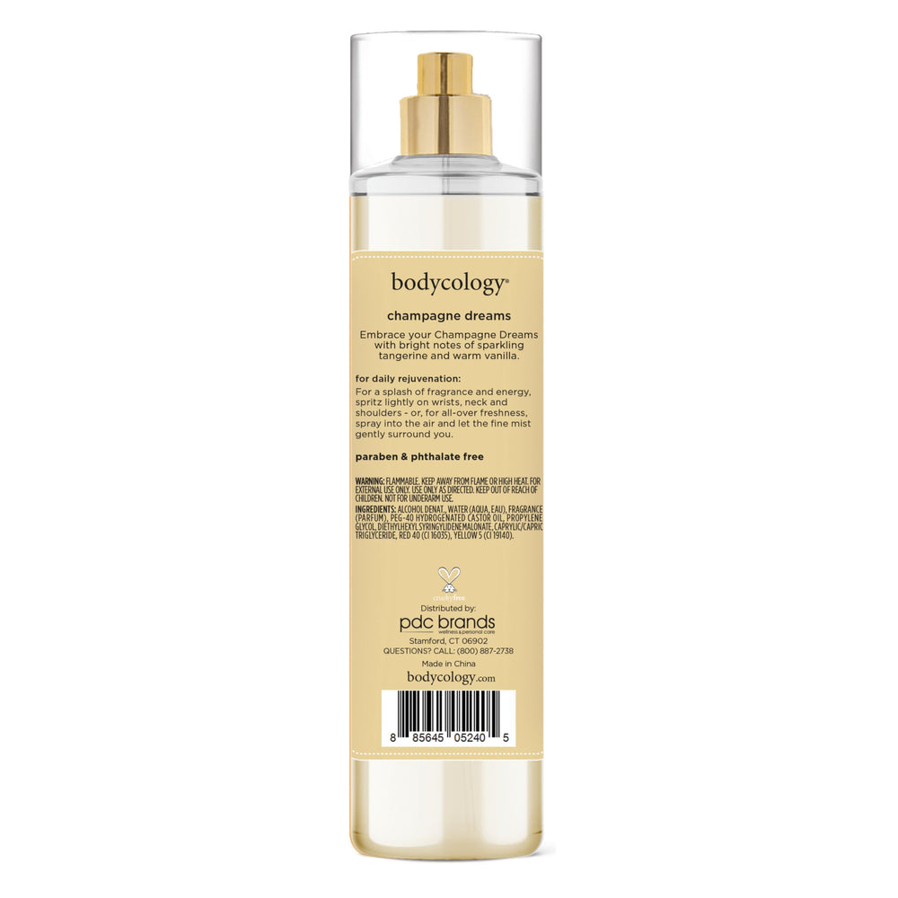 Bodycology Champagne Dreams mist comes in an 8 oz bottle for daily use.