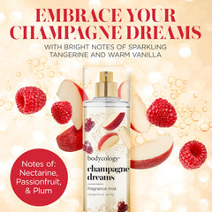 Bodycology Champagne Dreams mist spritzed for a light, refreshing scent on the skin.
