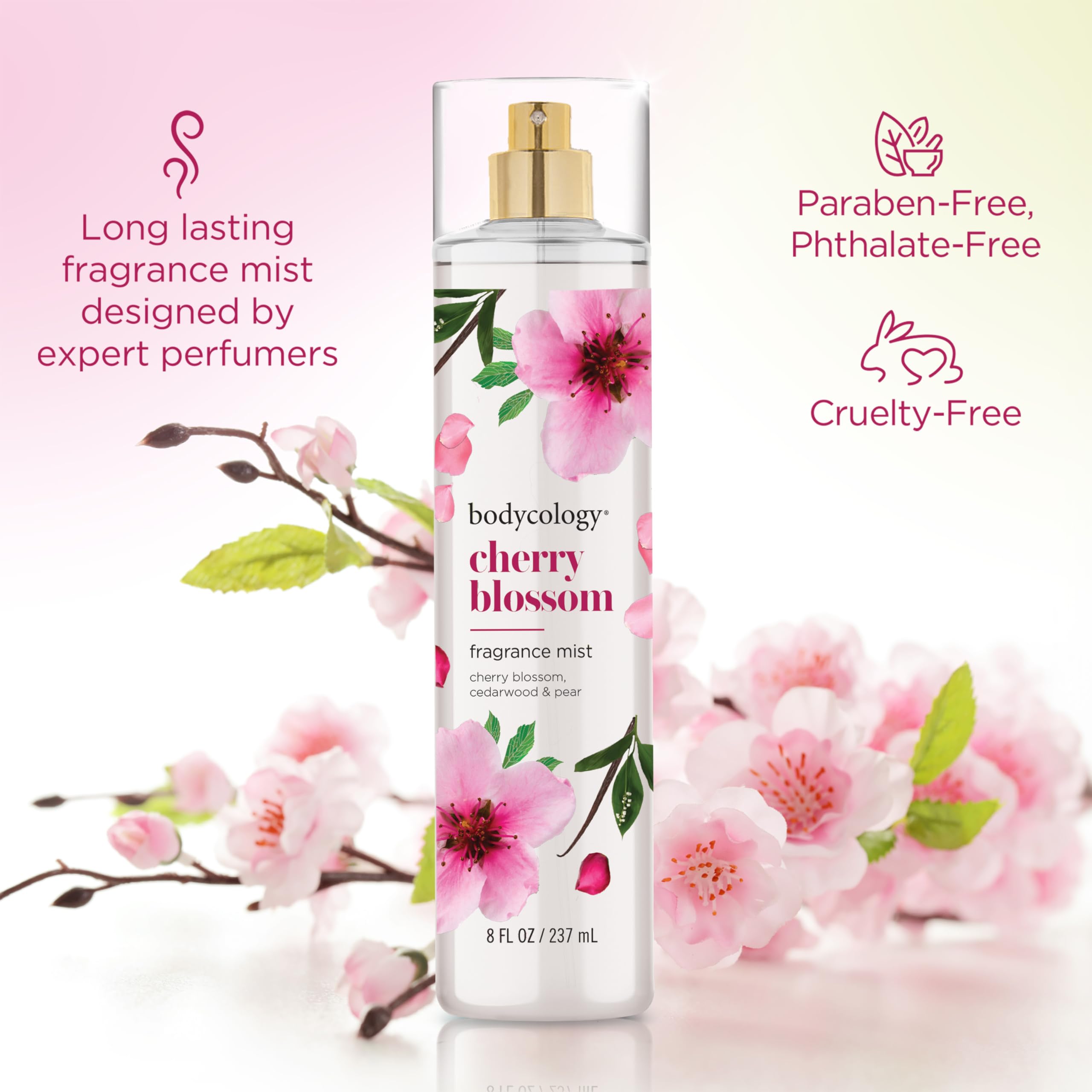 Bodycology Cherry Blossom body cream tube to pair with the fragrance mist