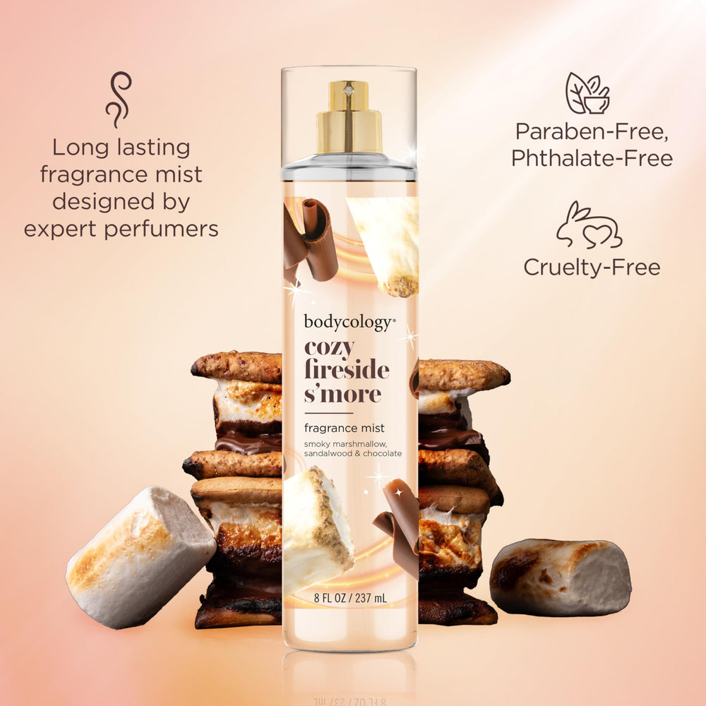 Bodycology Cozy Fireside S'more neck and shoulders mist for all-day freshness.
