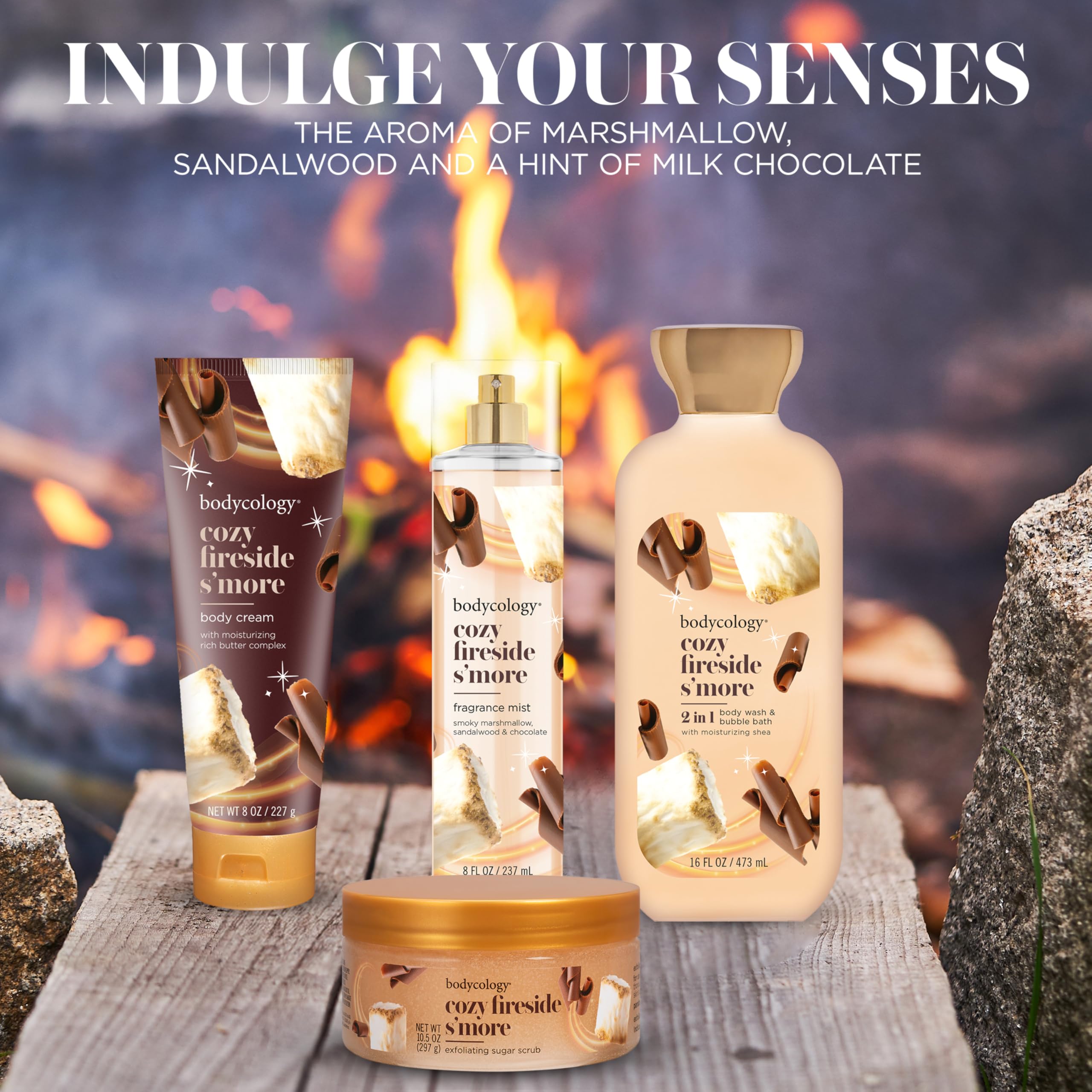 Bodycology Cozy Fireside S'more is free of sulfates, aluminum, parabens.