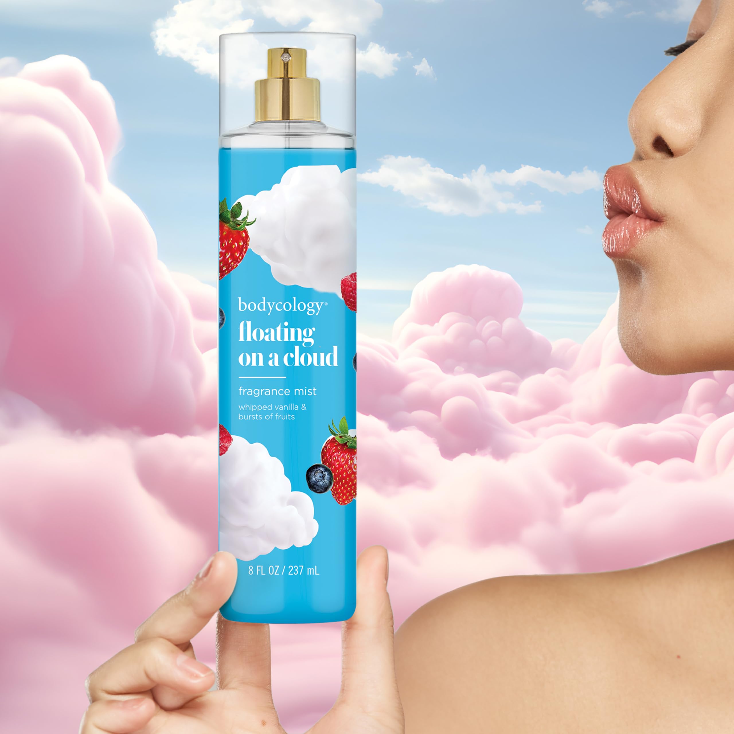 Bodycology Floating on a Cloud bottle desk shot for daily fragrance ritual