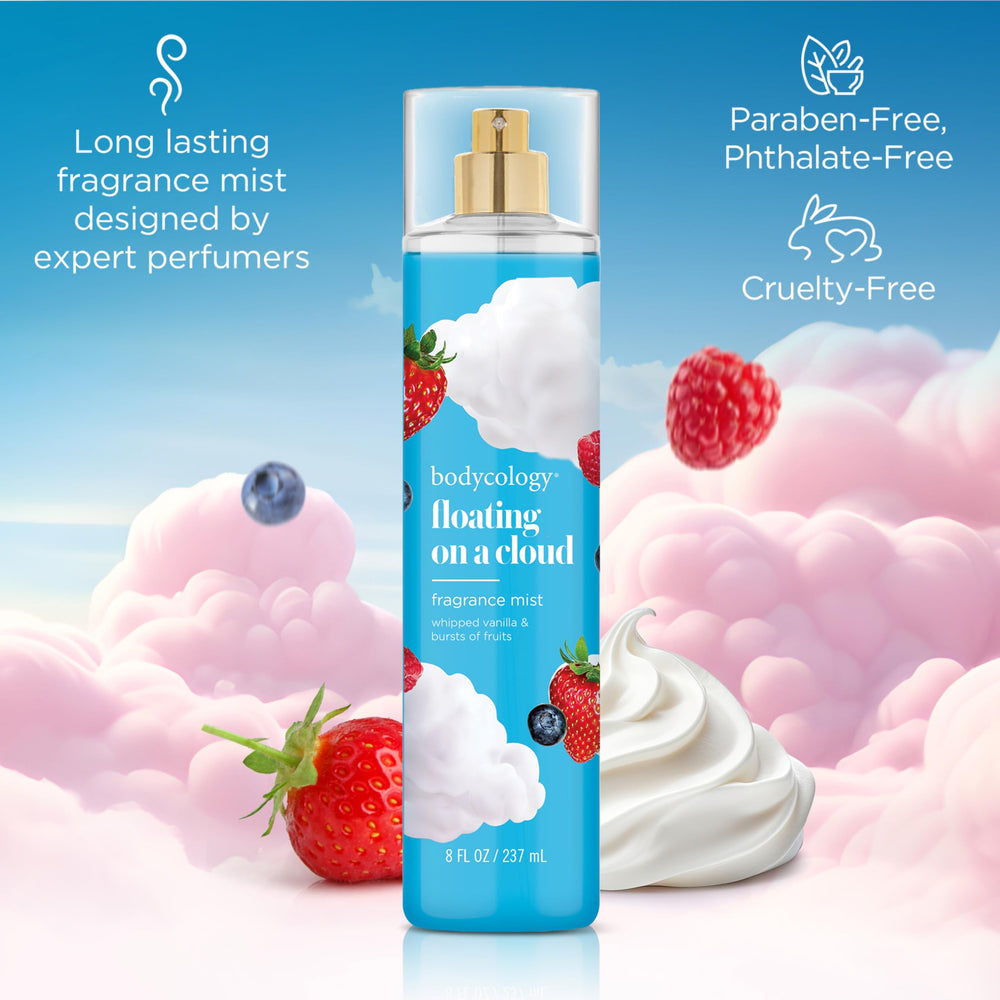 Bodycology Floating on a Cloud mist application on wrist for quick scent lift