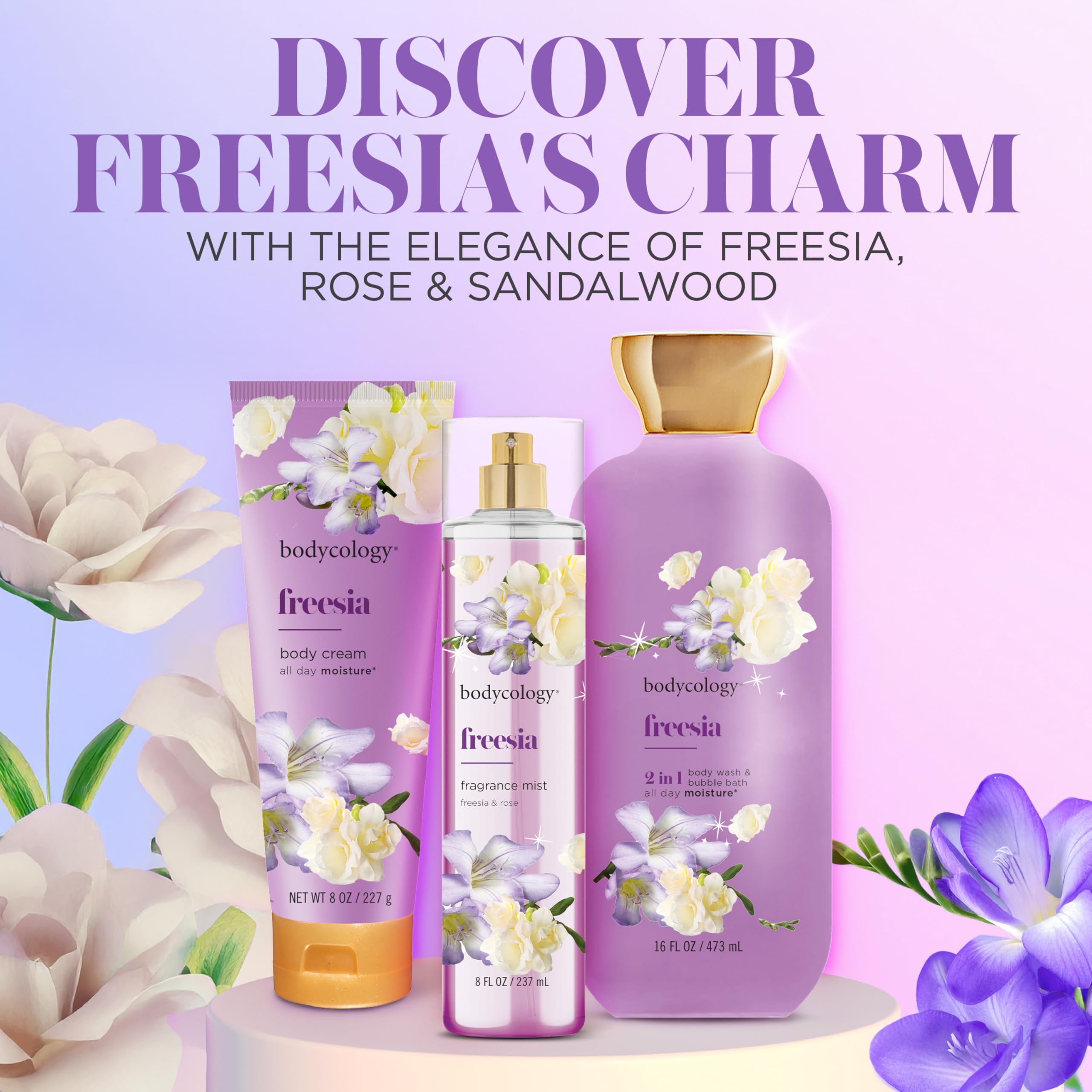 Layer with Freesia Body Cream for a longer-lasting scent trail.
