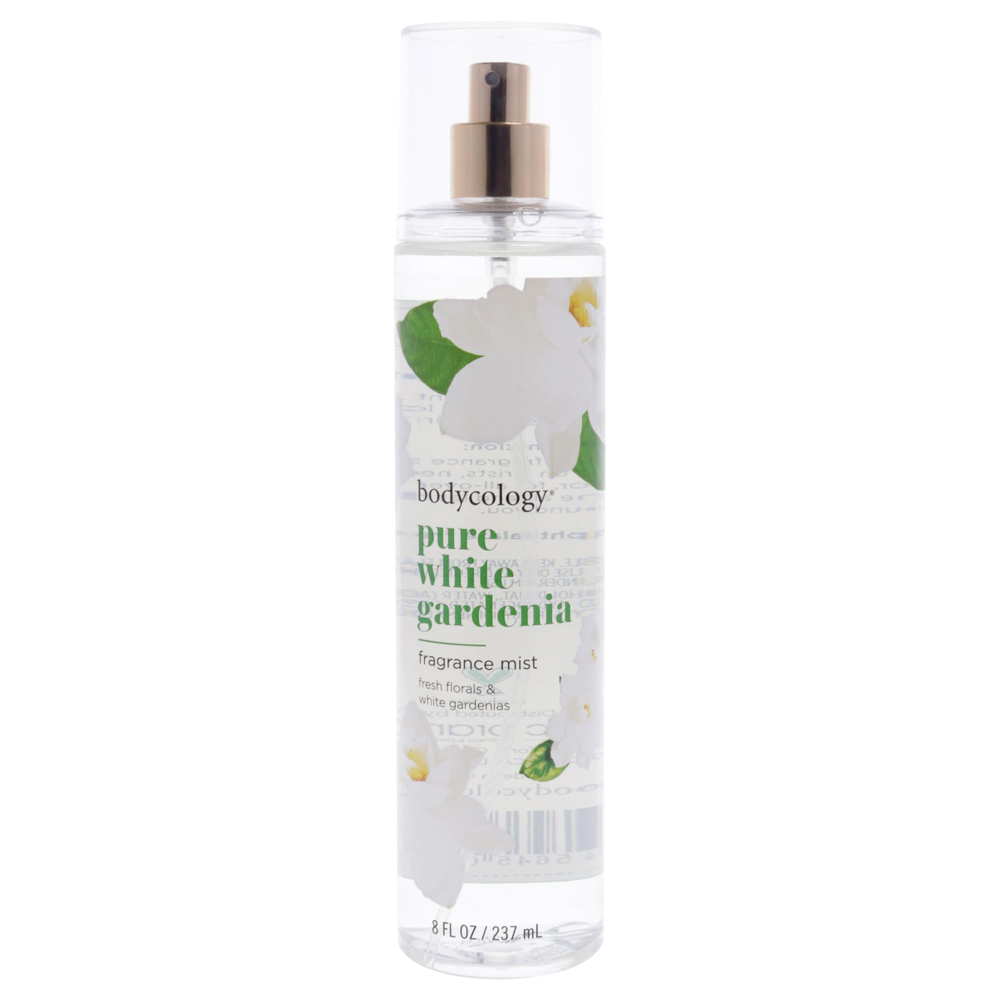Bodycology Pure White Gardenia Mist bottle with long-lasting floral scent.