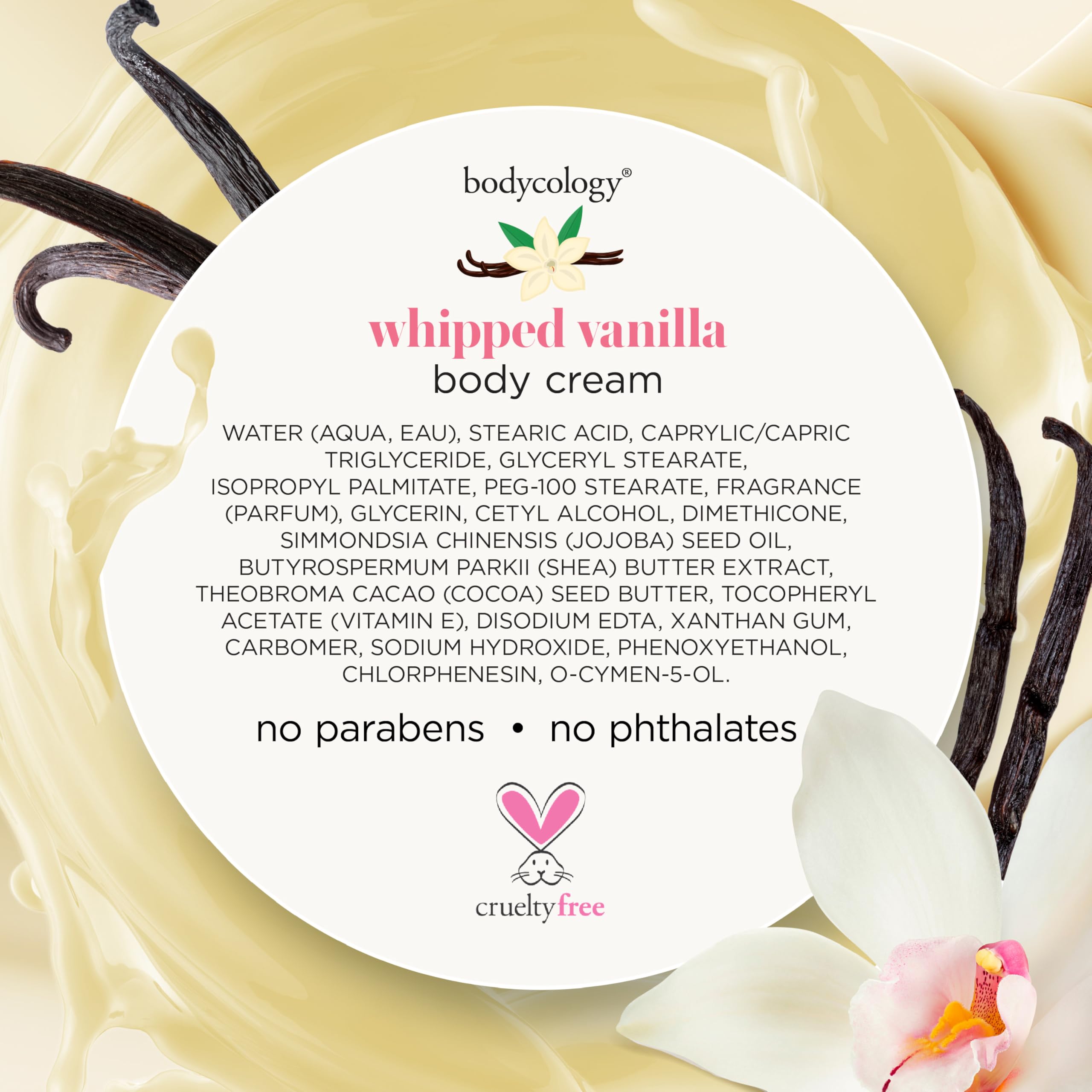 Bodycology product application during daily self-care routine with vanilla bliss scent.