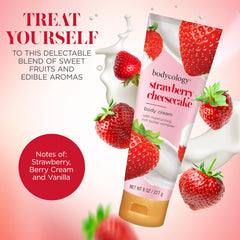 Bodycology Strawberry Cheesecake Cream texture closeup for ultra-hydration.