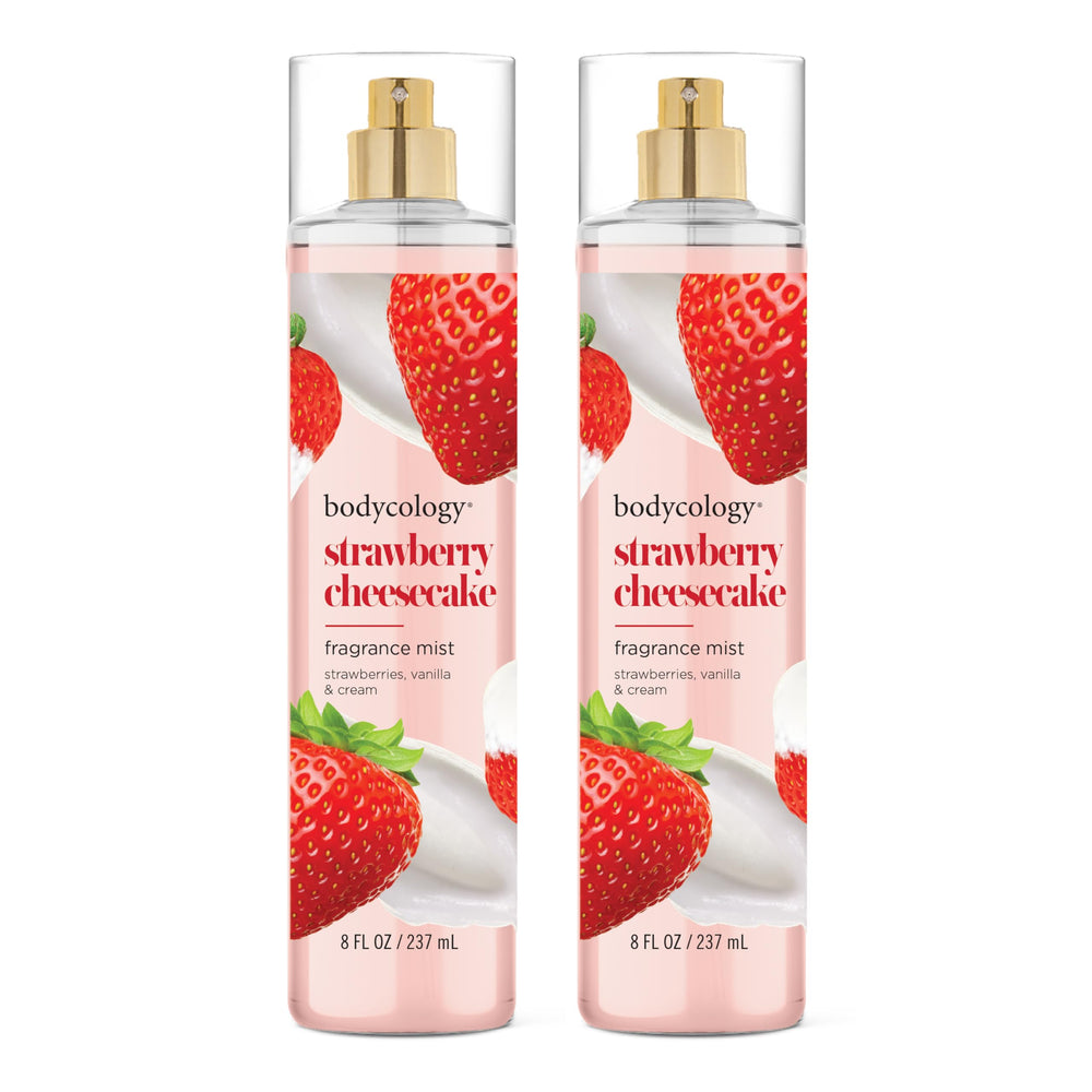 Bodycology Strawberry Cheesecake Body Mist bottle with inviting gourmand scent