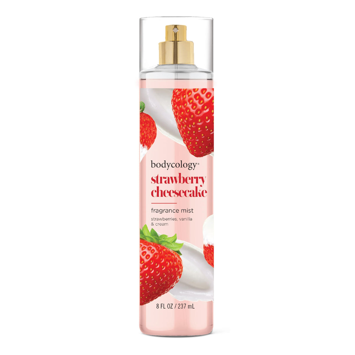 Bodycology Strawberry Cheesecake Body Mist bottle ready for daily wear