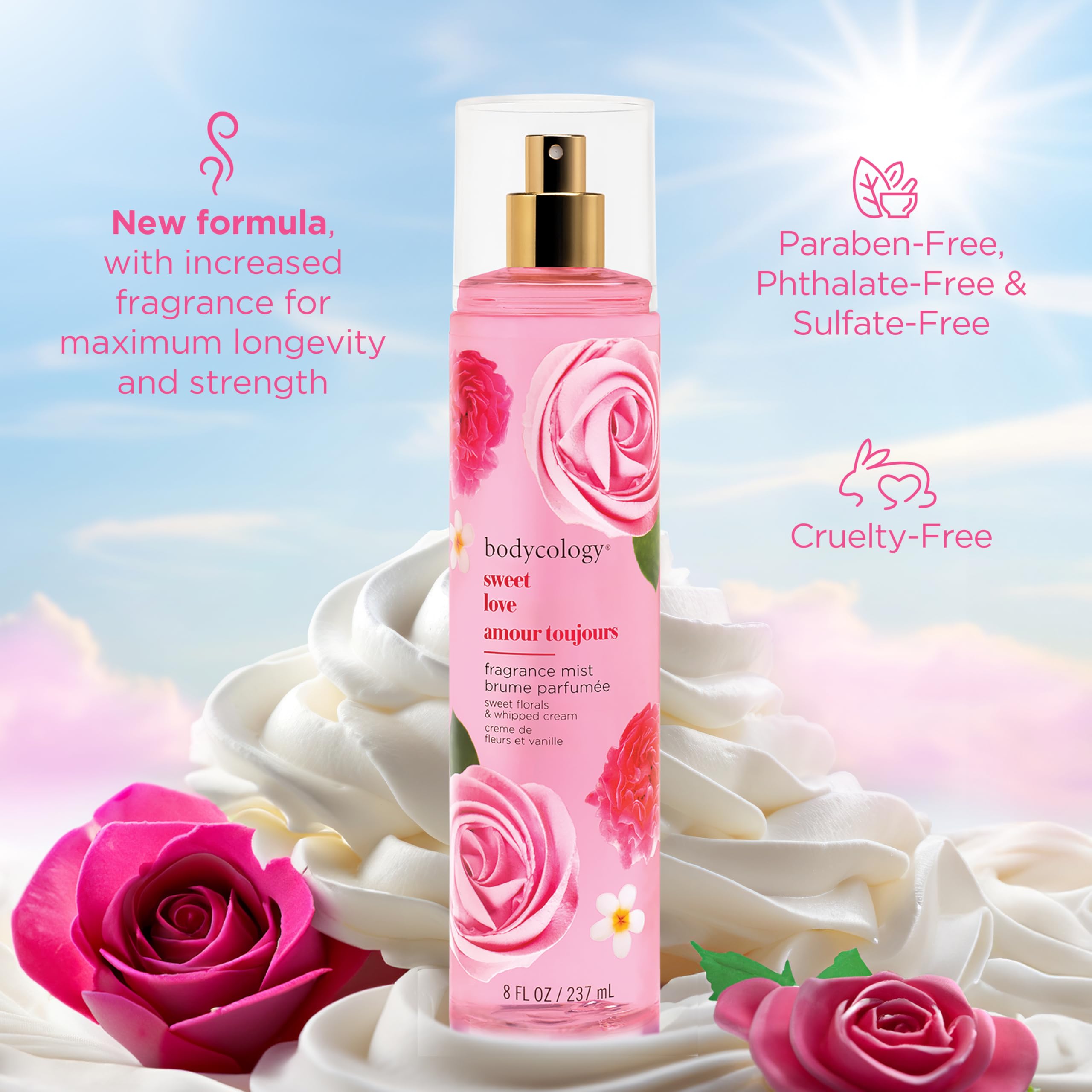 Bodycology Sweet Love packaging close up suggests portability for on the go refresh.