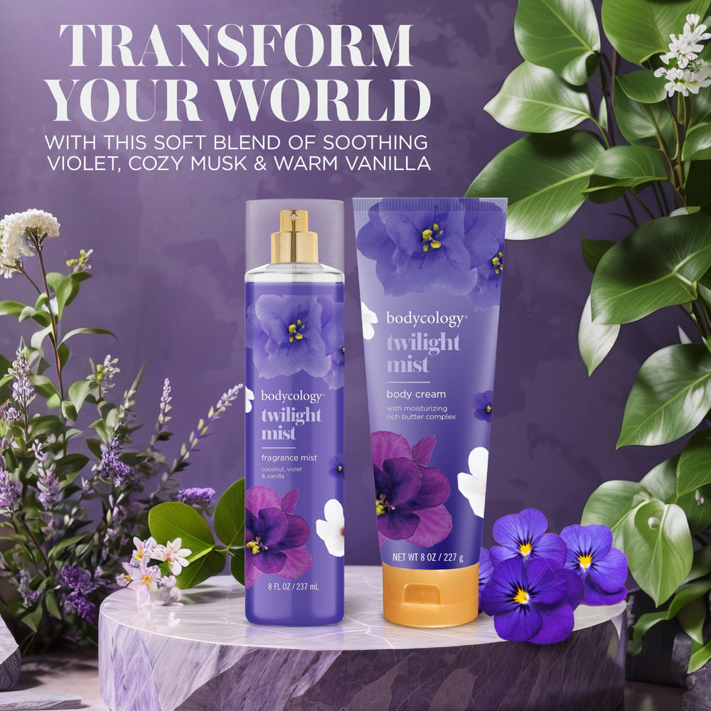 Bodycology Twilight Mist coconut-vanilla notes evoke warm, comforting fragrance