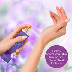 Bodycology Twilight Mist spray-action demonstrates easy, even application on wrists and neck