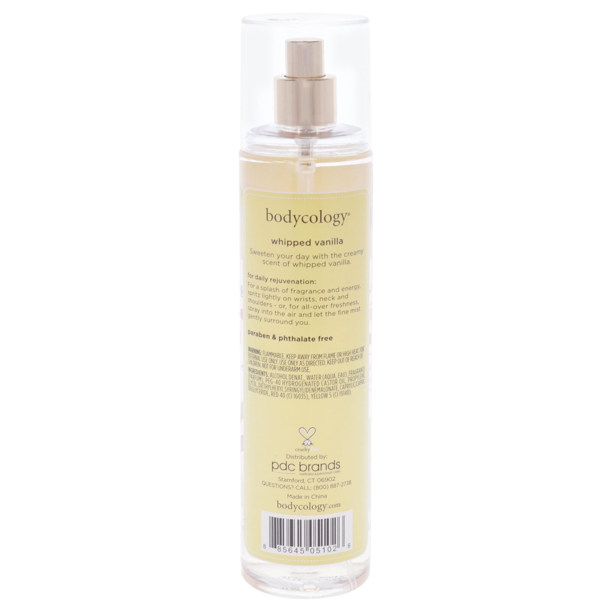 Bodycology Whipped Vanilla mist application on skin delivers light fragrance.