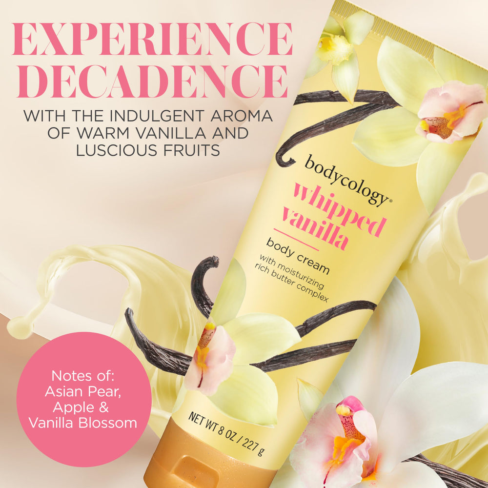 Bodycology Whipped Vanilla texture close-up shows creamy hydration.