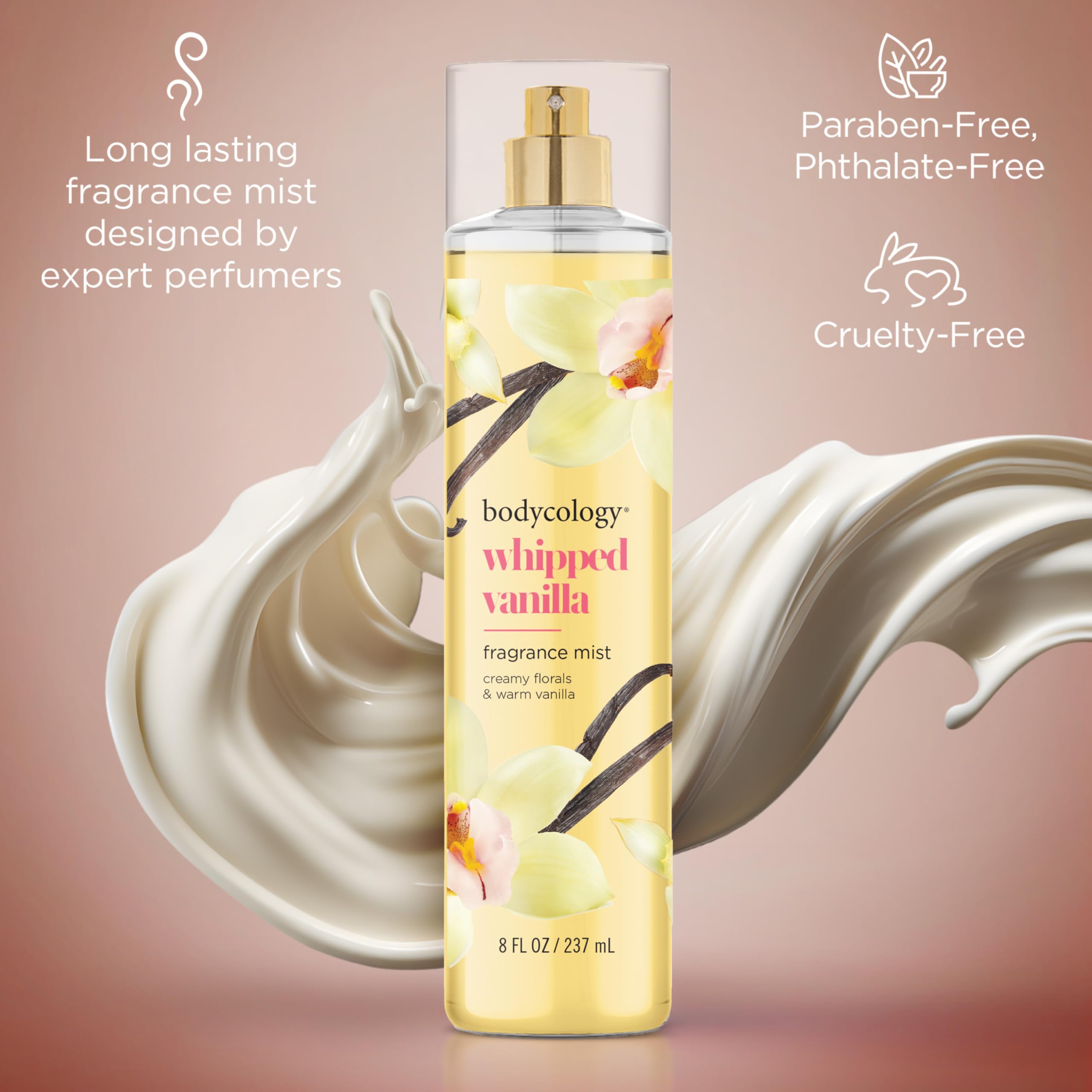 Bodycology Whipped Vanilla mist on wrists, neck, and shoulders for subtle fragrance.