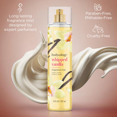 Bodycology Whipped Vanilla mist on wrists, neck, and shoulders for subtle fragrance.