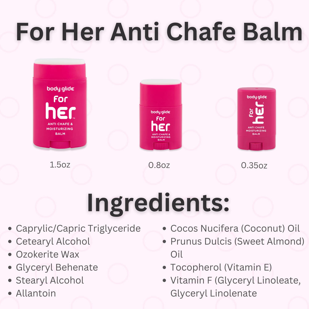 BodyGlide For Her hidratante y libre de aceites minerales.