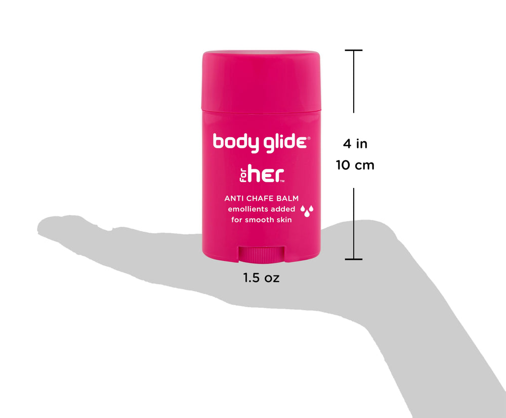 BodyGlide para mujer: textura cremosa lista para aplicar en zonas sensibles.