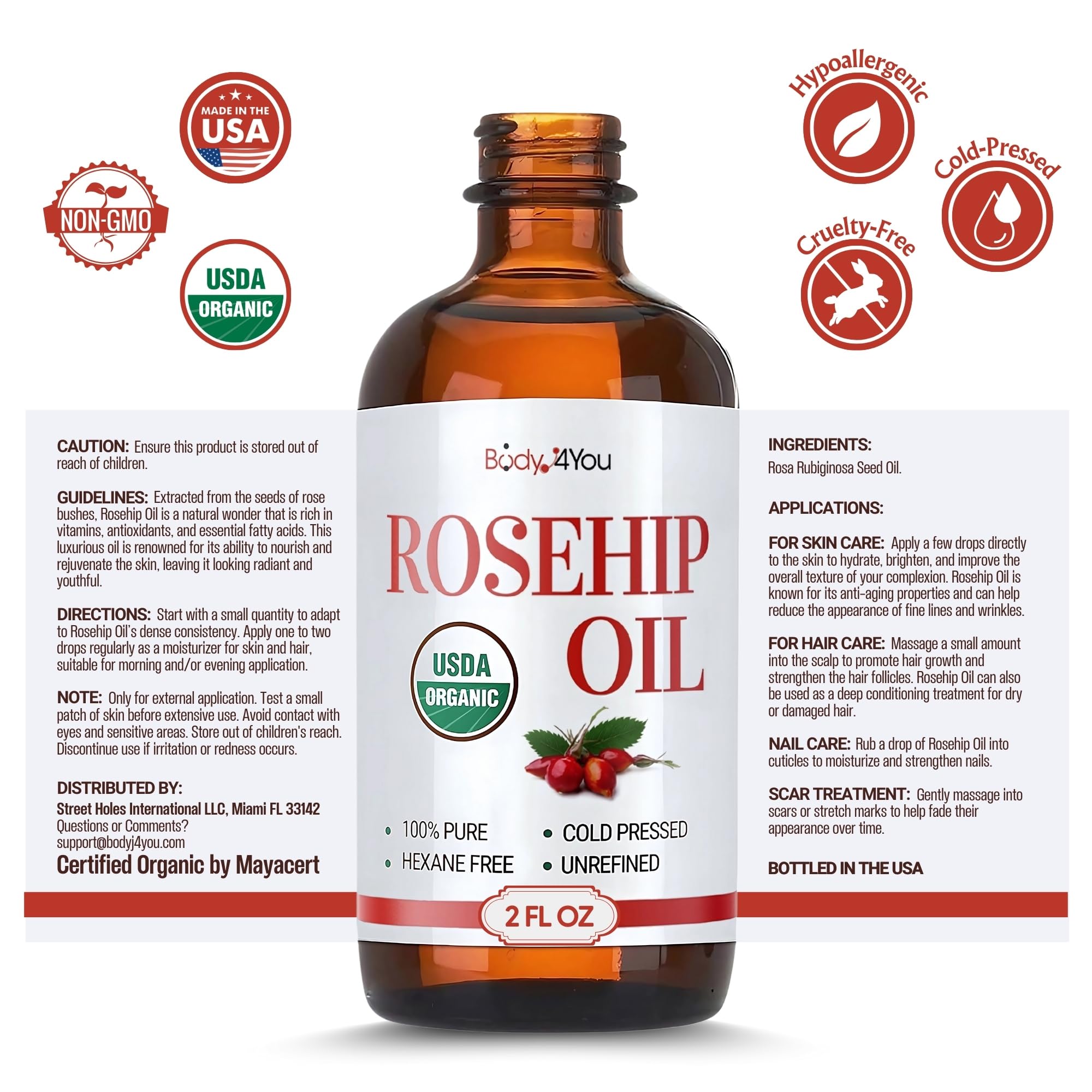BodyJ4You Rosa Mosqueta para cicatrices y marcas en la piel
