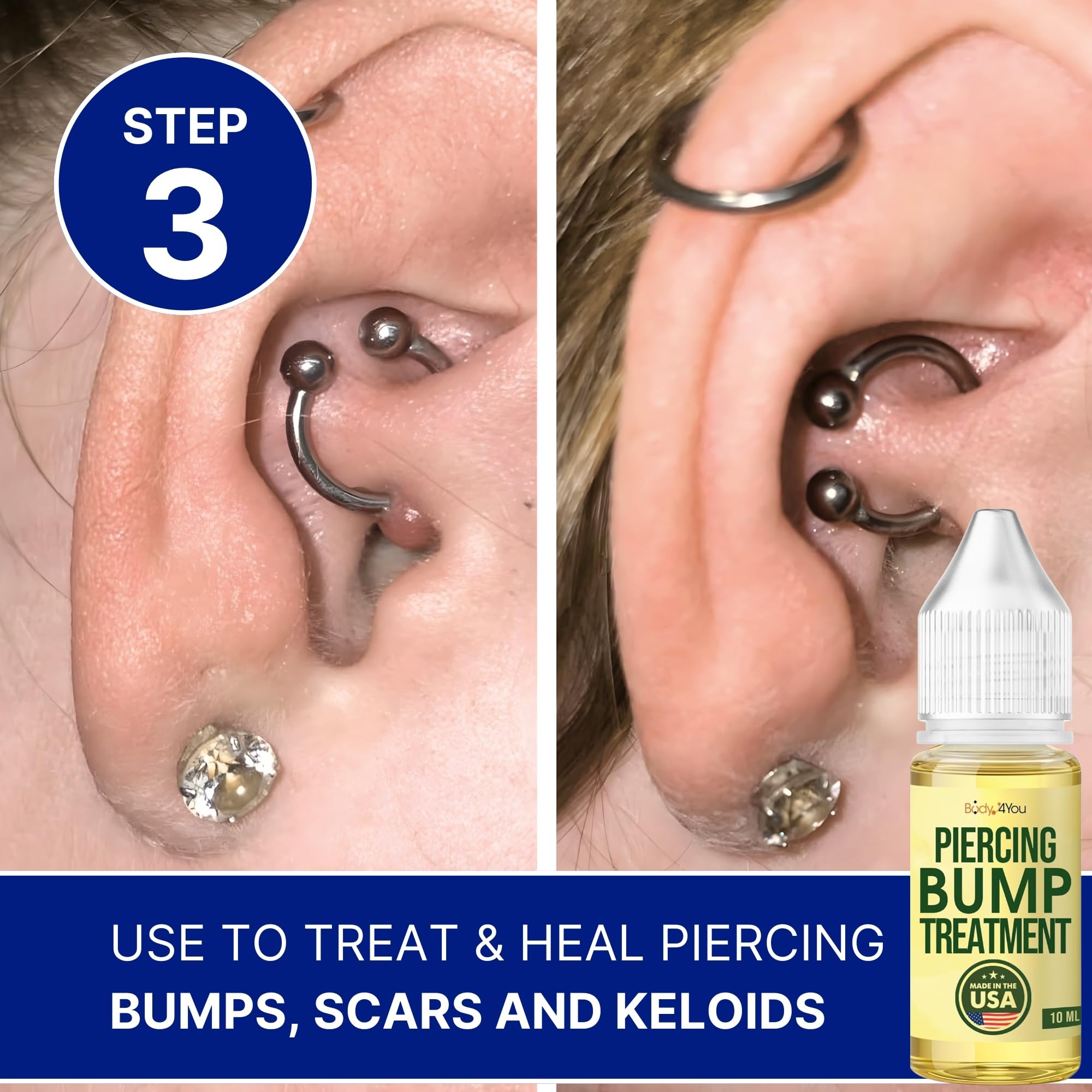 BodyJ4You kit cuidado piercing orejas nariz, kit completo para uso diario.