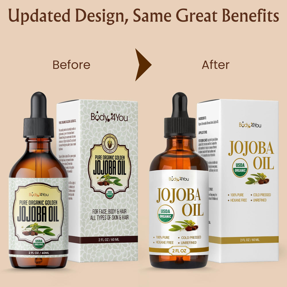 Dark amber glass bottle protecting jojoba oil from light