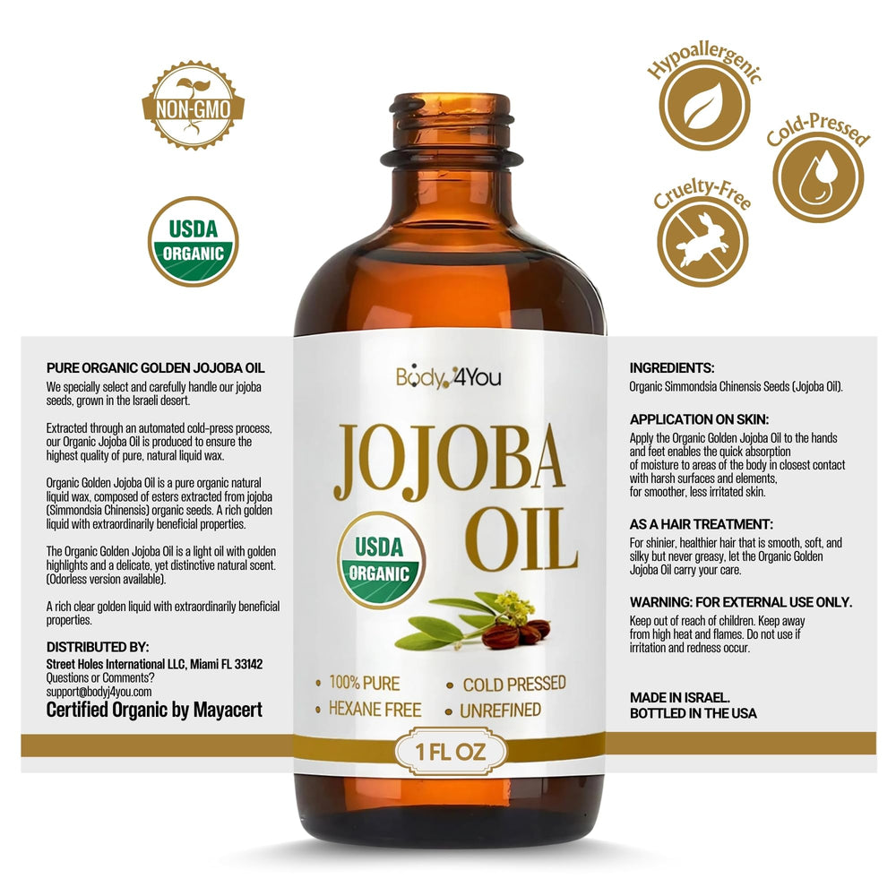 Vegan and cruelty free labeling for BodyJ4You jojoba oil
