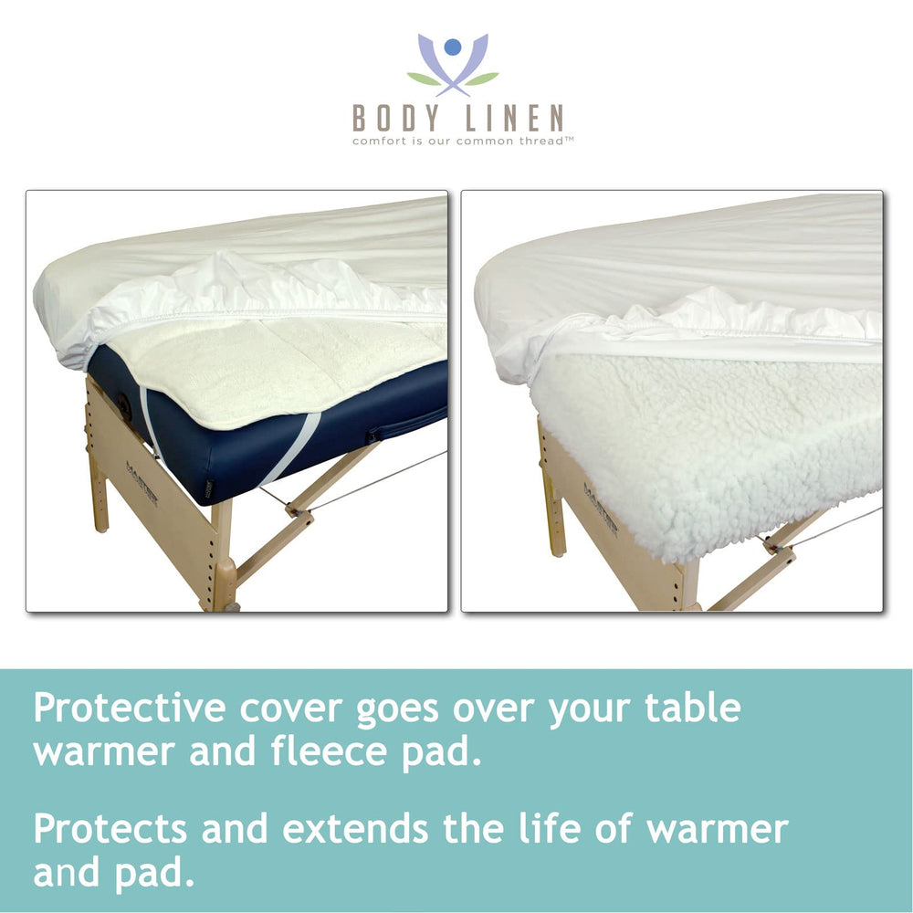 Body Linen cover over fleece pad fits neatly, protecting your equipment