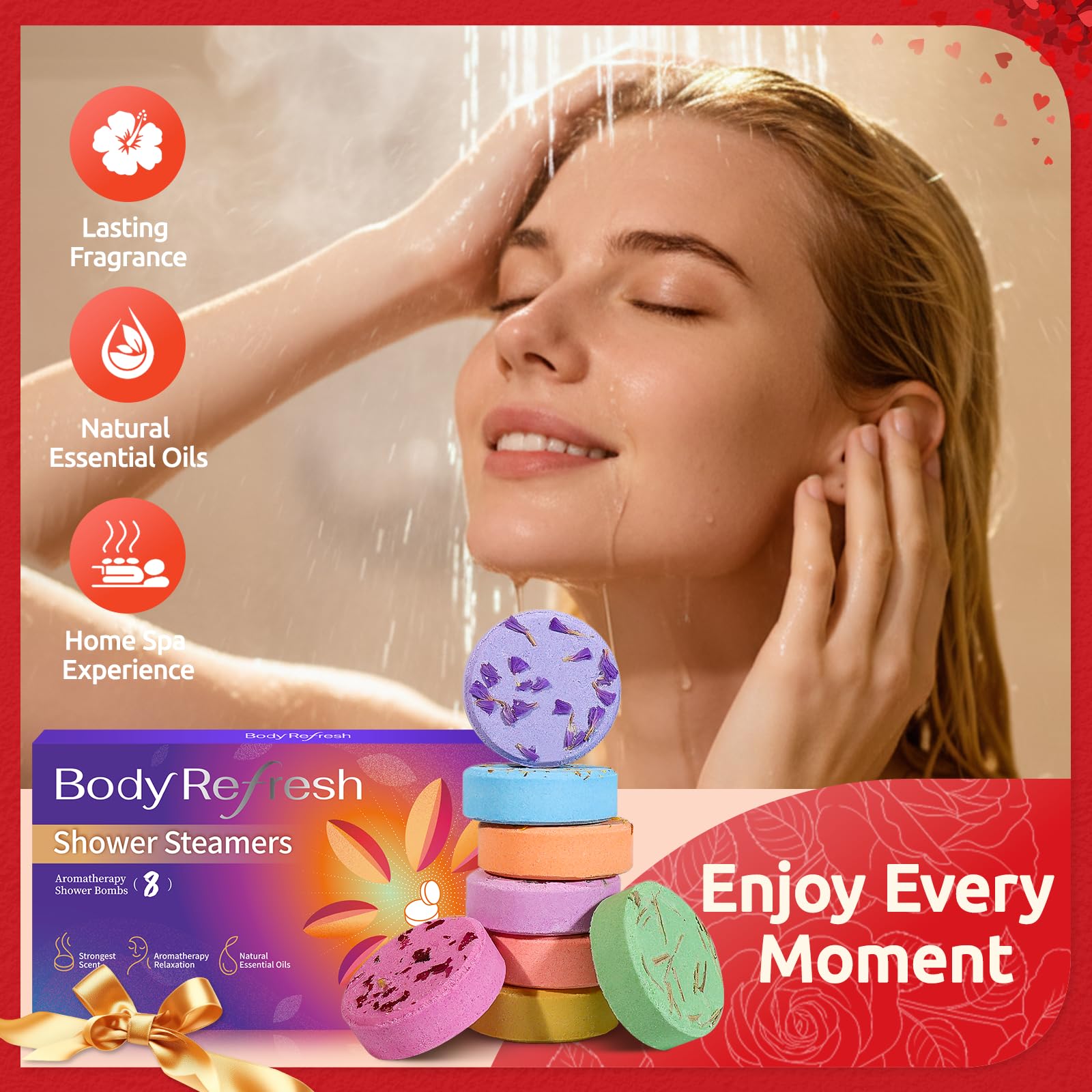 BodyRefresh mint-steamer with leaves for a cooling, uplifting shower experience.