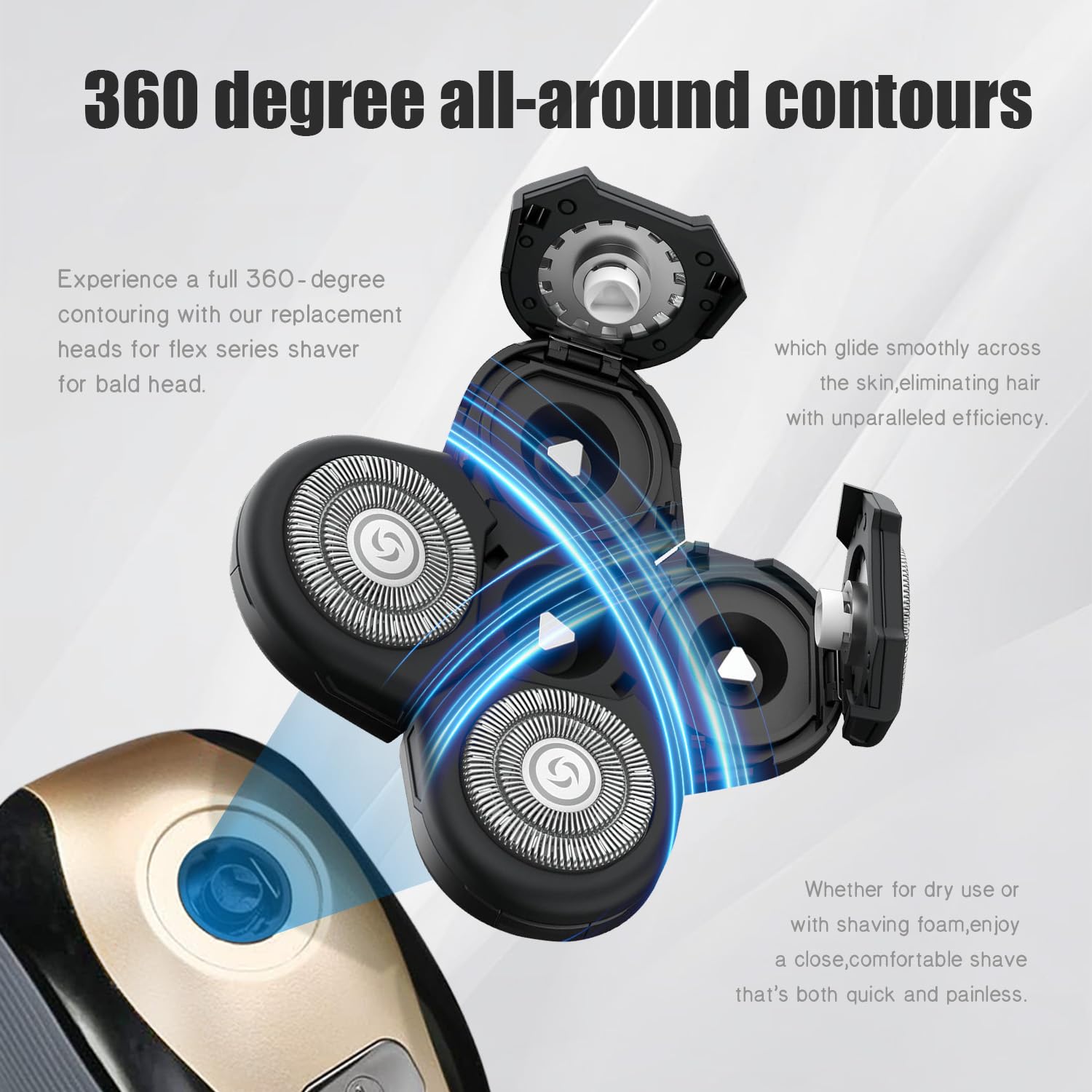 BOEEA easy-to-install replacement heads save time during grooming.