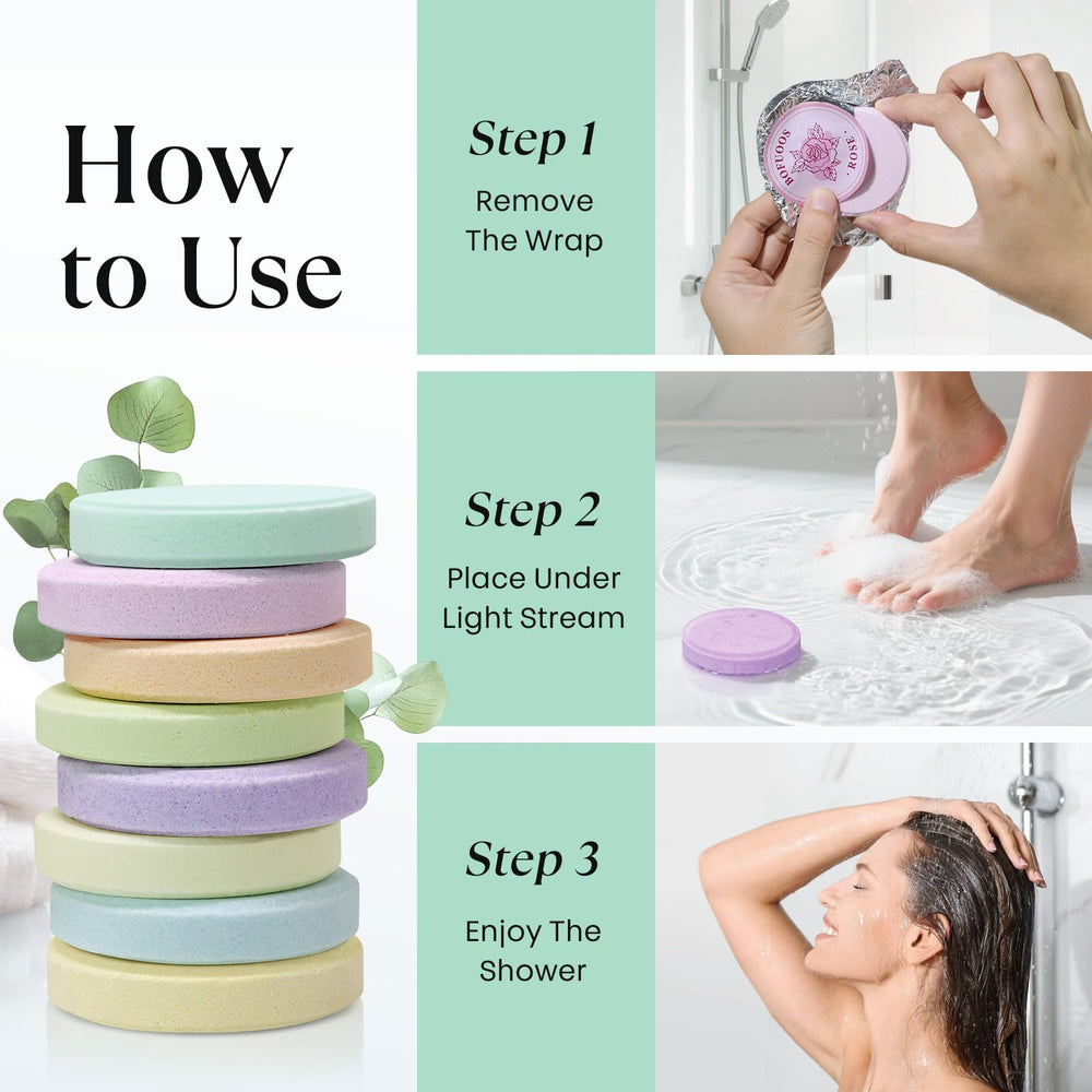Bofuoos home spa scene with shower steamers ready to use.